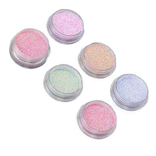 6 Colors Nail Glitter Powder - Stylish & Elegant Compact Glitter for Nail Salon, Party, Dating | Perfect for Nail Artists & DIY Manicures at Home