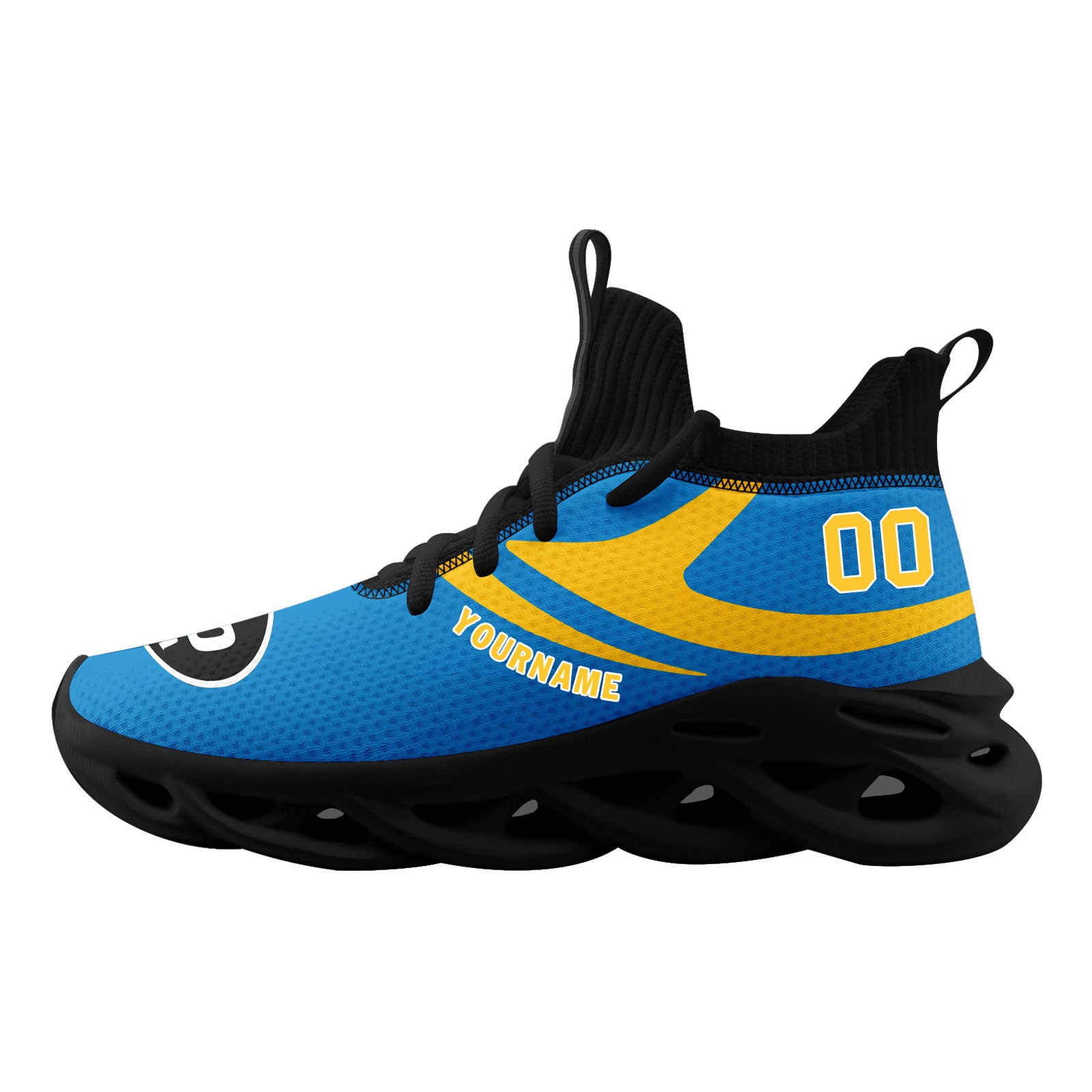 Custom Blue Los Angeles Maxsoul Personalized Sneakers - Fashionable Comfort Shoes for Men & Women - Perfect for Casual Wear, Running, and Street Style (Model: FN030 D025004, Size 24)