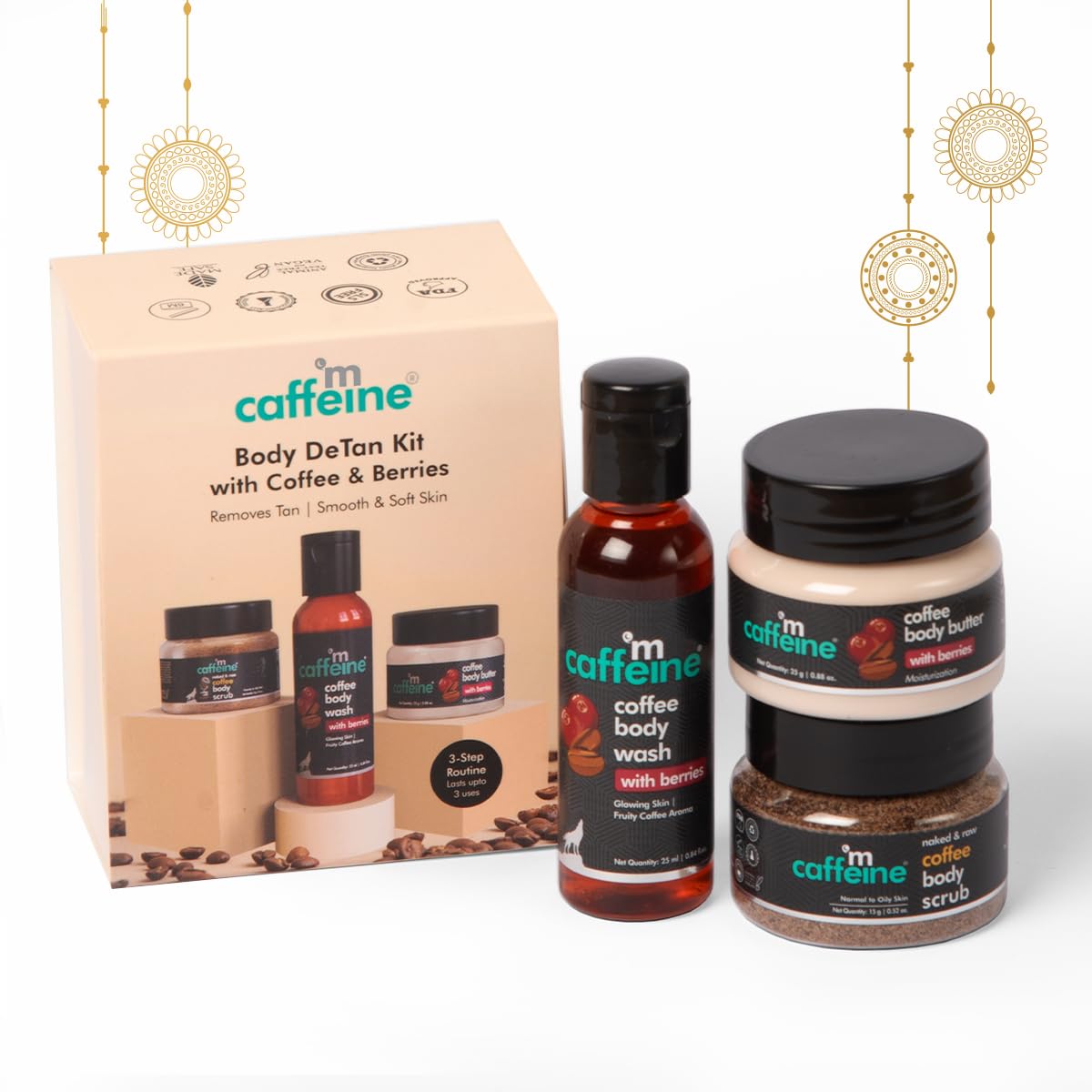 Mcaffeine Body Care Gift Set - Berries Body Wash, Body Scrub & Body Butter | Premium Travel Size Skincare Set for Men & Women | Perfect Birthday, Anniversary Gift for Wife & Couples | Spa Day, Romantic Getaway & Self-Care Essentials