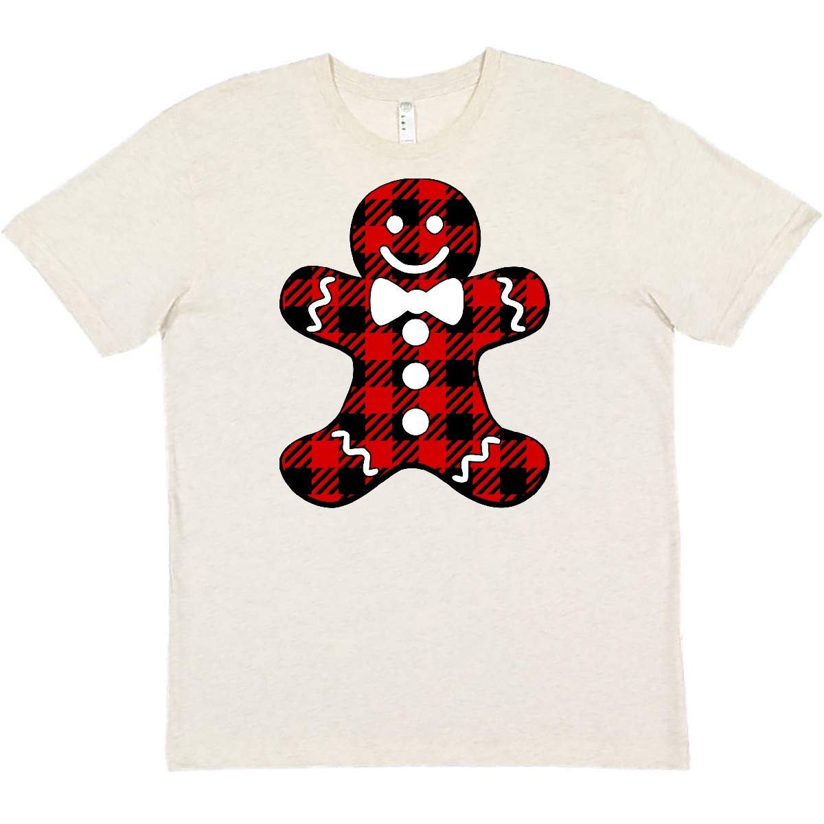 Inktastic Buffalo Plaid Gingerbread Man T-Shirt - Christmas Holiday Graphic Tee for Men & Women - Perfect for Ugly Sweater Parties, Family Gatherings & Festive Outfits
