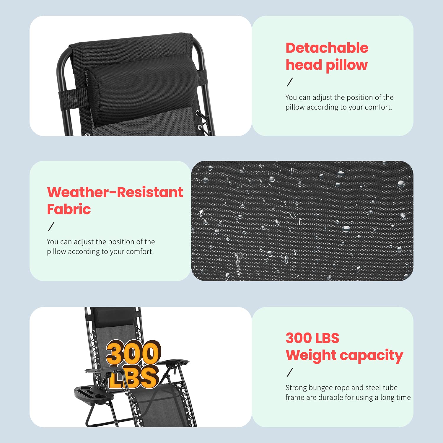 Zero Gravity Chair with Pillows & Cup Holder - Portable Folding Reclining Lounge Chair for Outdoor Relaxation - Perfect for Patio, Poolside, Beach, Backyard, Deck & Camping (Black)