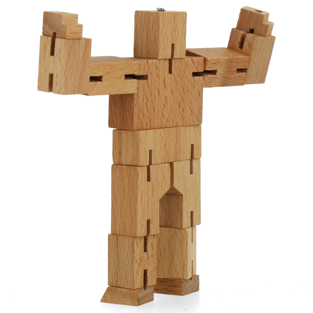 Cubebot Micro Natural Wooden Puzzle Toy - Fun & Educational STEM Gift for Kids & Adults - Perfect for Home, Office & Travel