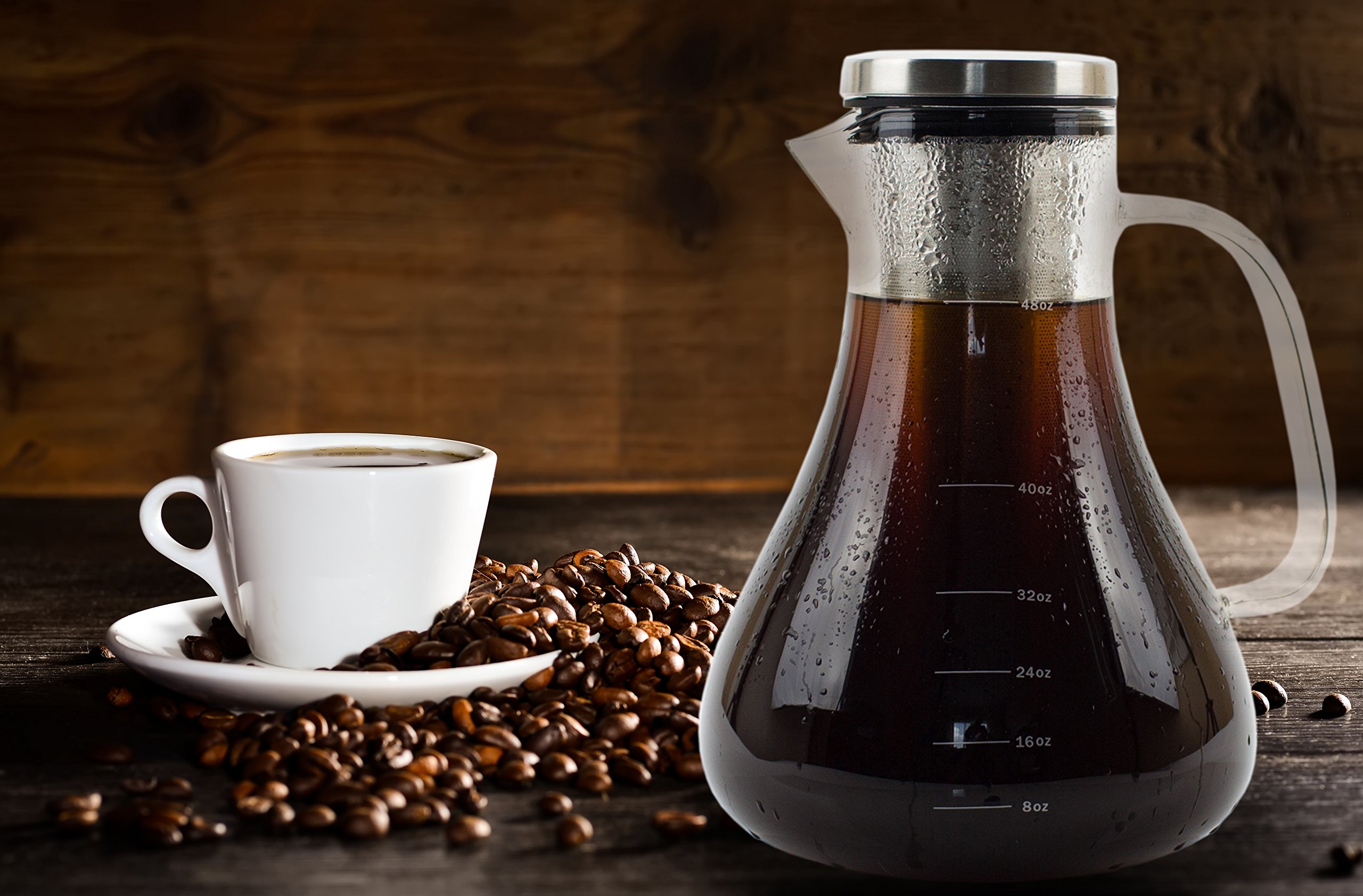 Premium Stonn & Wolln Cold Brew Coffee Maker - 1.5L Glass Carafe with No-Spill Lid & Ergonomic Spout for Smooth Pouring | Perfect for Iced Coffee, Office Use & Home Brewing | Modern Clear Design