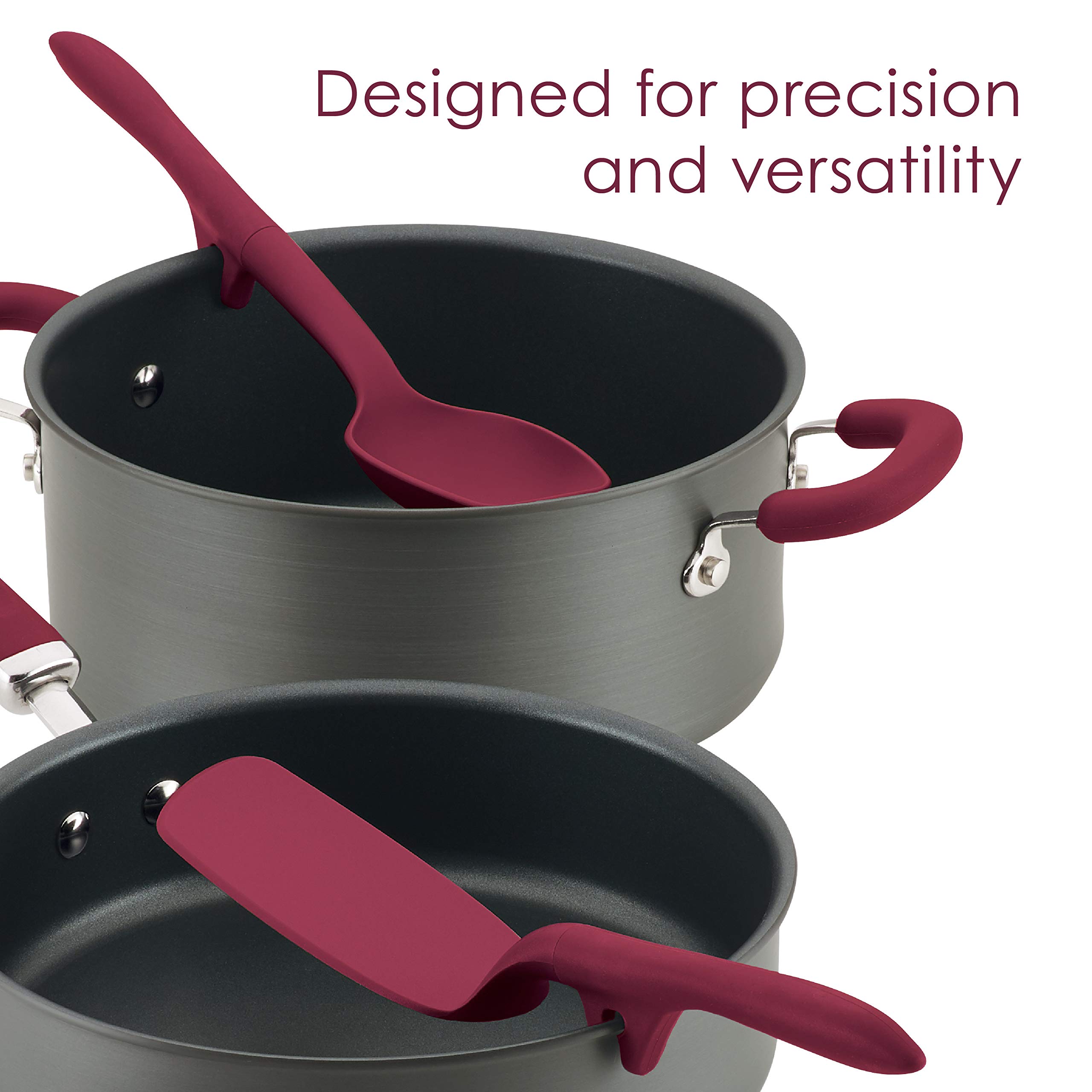Rachael Ray 3-Piece Cooking Utensil Set - Lazy Crush & Chop, Flexi Turner, and Scraping Spoon - Burgundy Red Kitchen Tools for Chopping, Flipping, and Scraping - Perfect for Baking, Cooking, and Meal Prep
