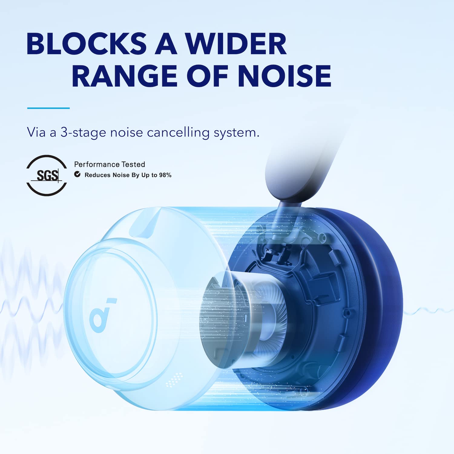 soundcore by Anker Space Q45 Wireless Bluetooth Headphones with Adaptive Active Noise Cancelling (Up to 98% Noise Reduction), 50H Playtime, Hi-Res LDAC Audio, App Control, Comfortable Over-Ear Design for Work, Travel & Home Use - Bluetooth 5.3 for Clear Calls