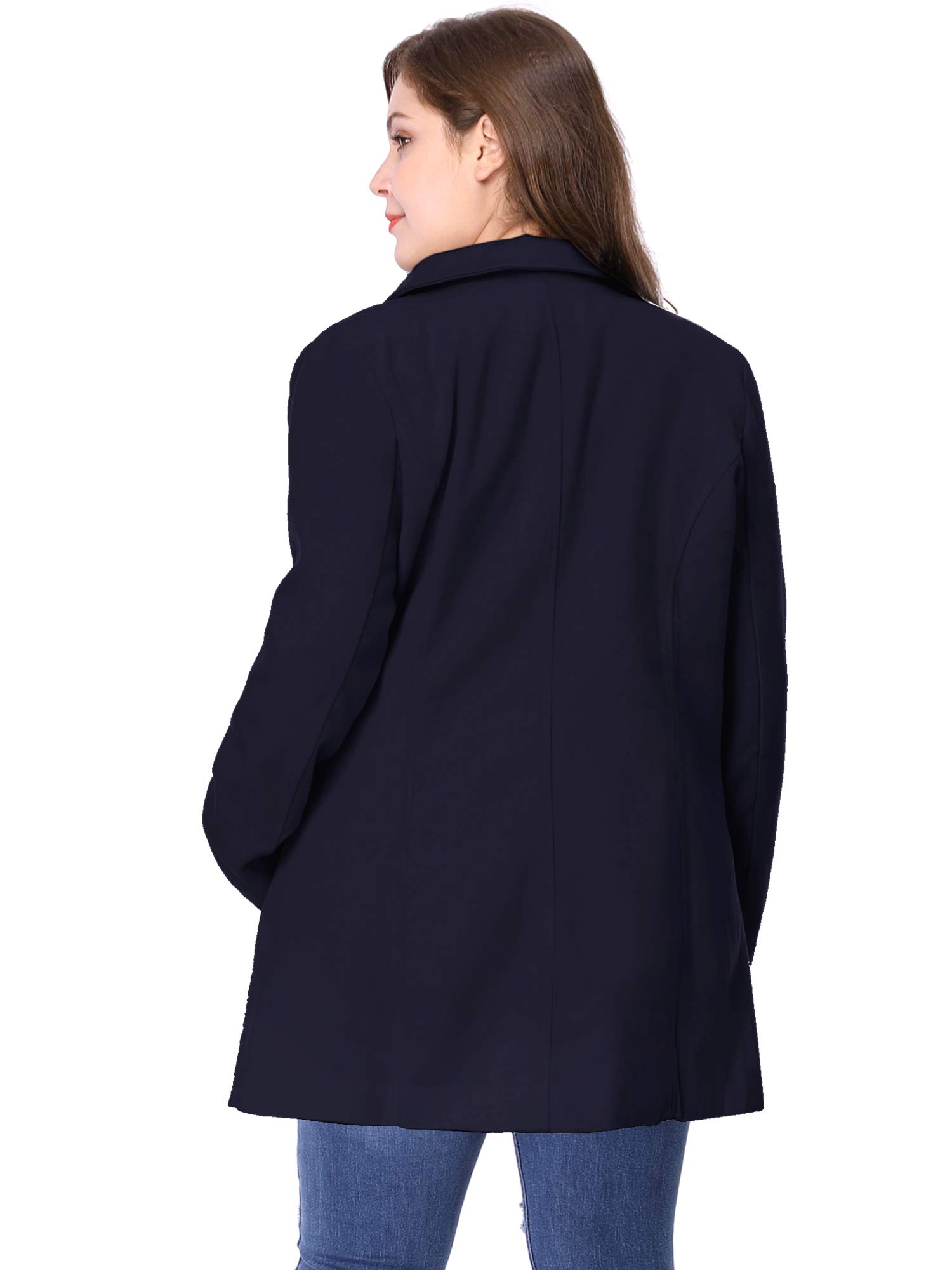 Agnes Orinda Women's Plus Size Notched Lapel Double Breasted Long Trench Coat for Work, Office & Formal Occasions | Winter Warm Wool Blend Overcoat for Business & Evening Events