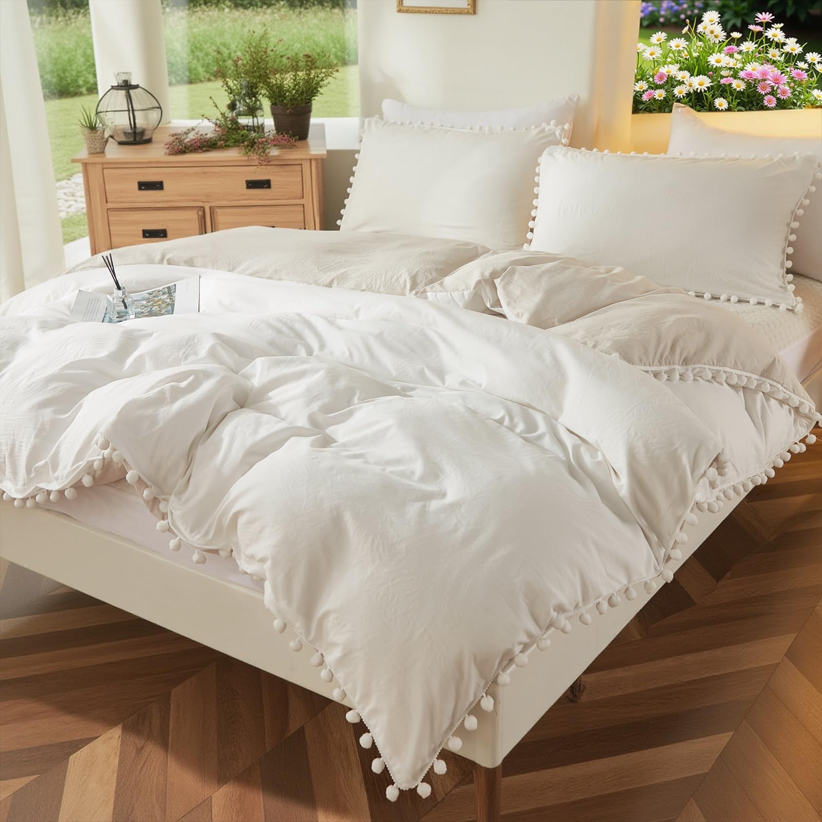 King Size Comforter Set - Ultra Soft Lightweight for Farmhouse & Boho Bedroom Decor