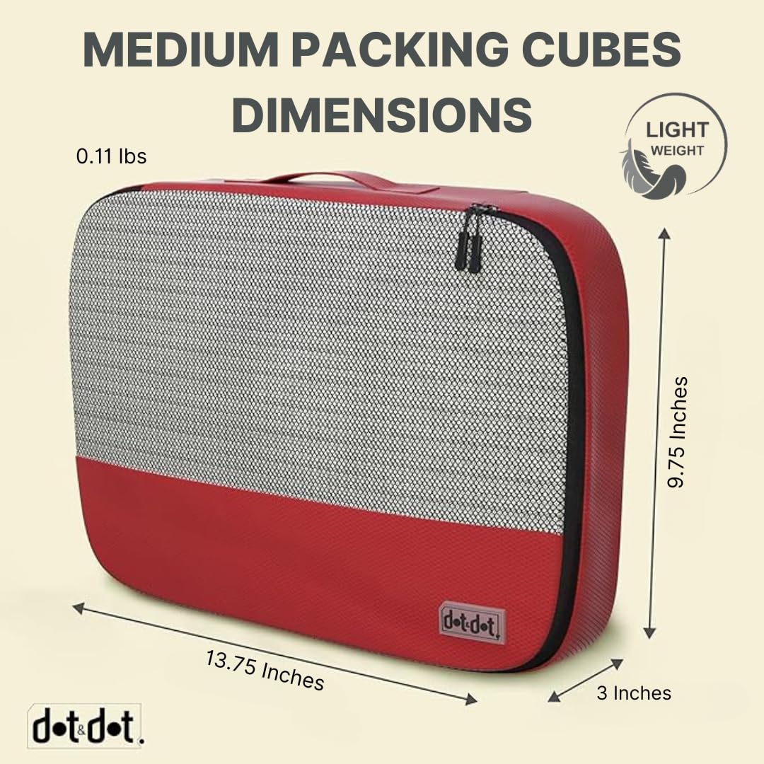 5-Piece Medium Packing Cubes Set for Suitcases | Travel Organizer Bags for Carry-On Luggage | Perfect for Business Trips & Vacation Packing