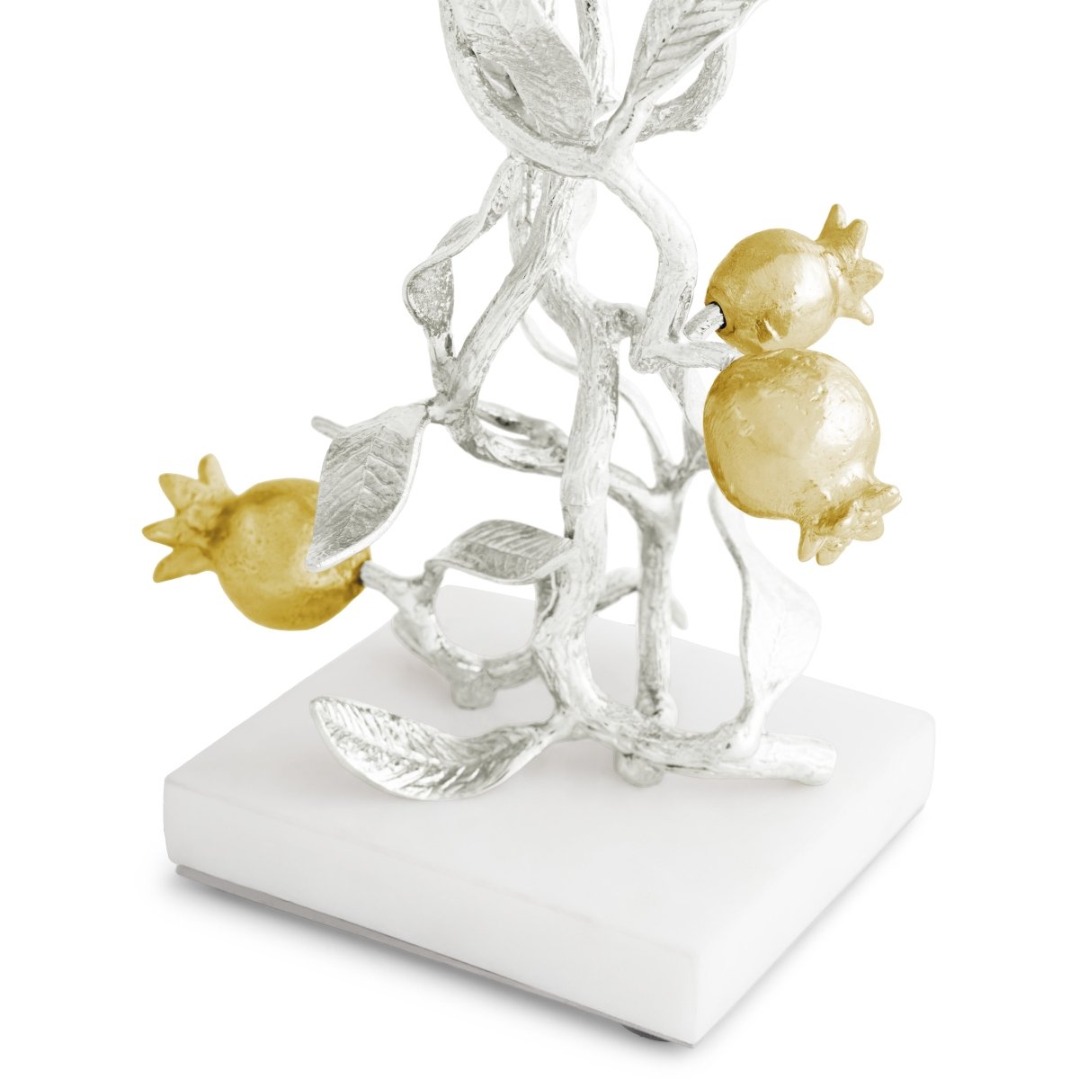 Elegant Silver & Gold Pomegranate Candle Holders Set of 2 - Perfect for Holiday Decor, Wedding Centerpieces, and Home Tabletop Decorations