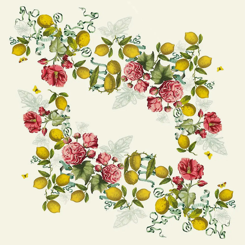 Garnier Thiebaut Citrons de Menton Romance Tablecloth - Elegant French Lemon Print Cotton Table Linen for Dining Room, Kitchen, and Outdoor Picnics