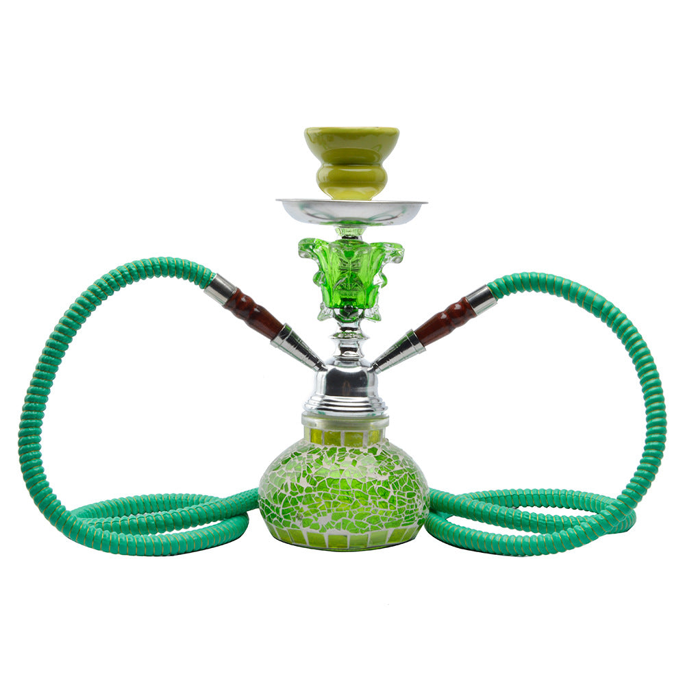 Premium Double Hose Hookah Set with Glass Vase & Ceramic Bowl - Perfect for Parties, Lounges, and Relaxation Sessions