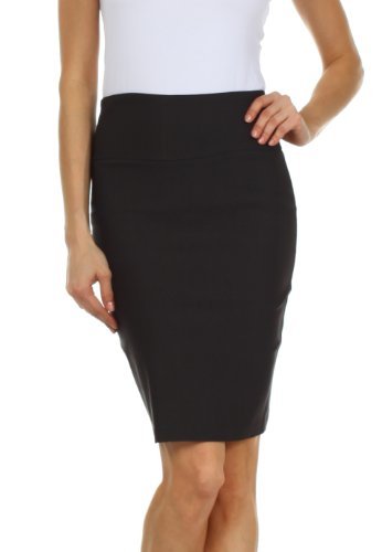 Sakkas Women's High Waist Stretch Pencil Skirt with Rear Bow Accent - Slim Fit Office Work Skirt for Business Professional & Cocktail Party Wear