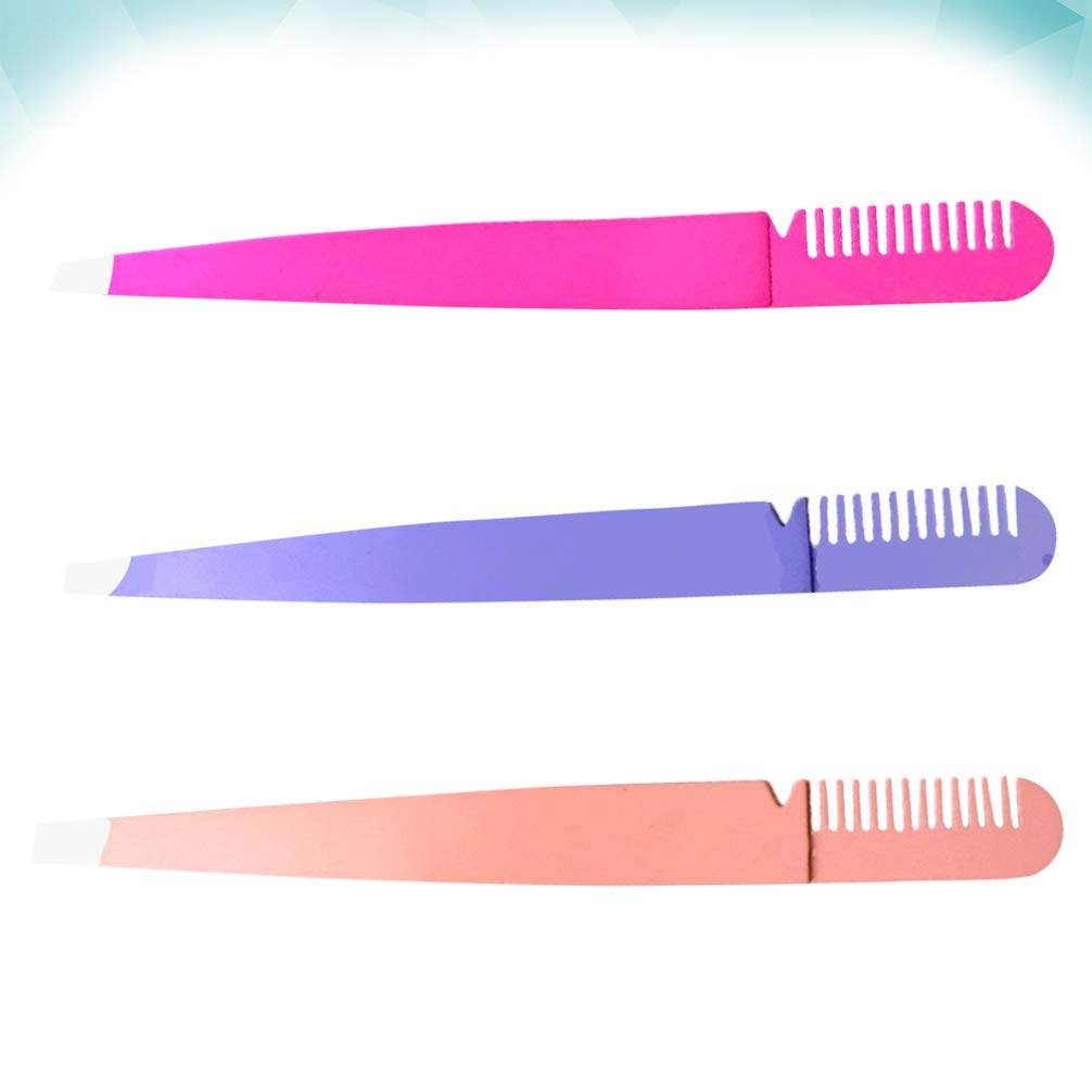 3-in-1 Eyebrow Tweezers Set with Comb - Perfect for Eyebrow Shaping & Makeup