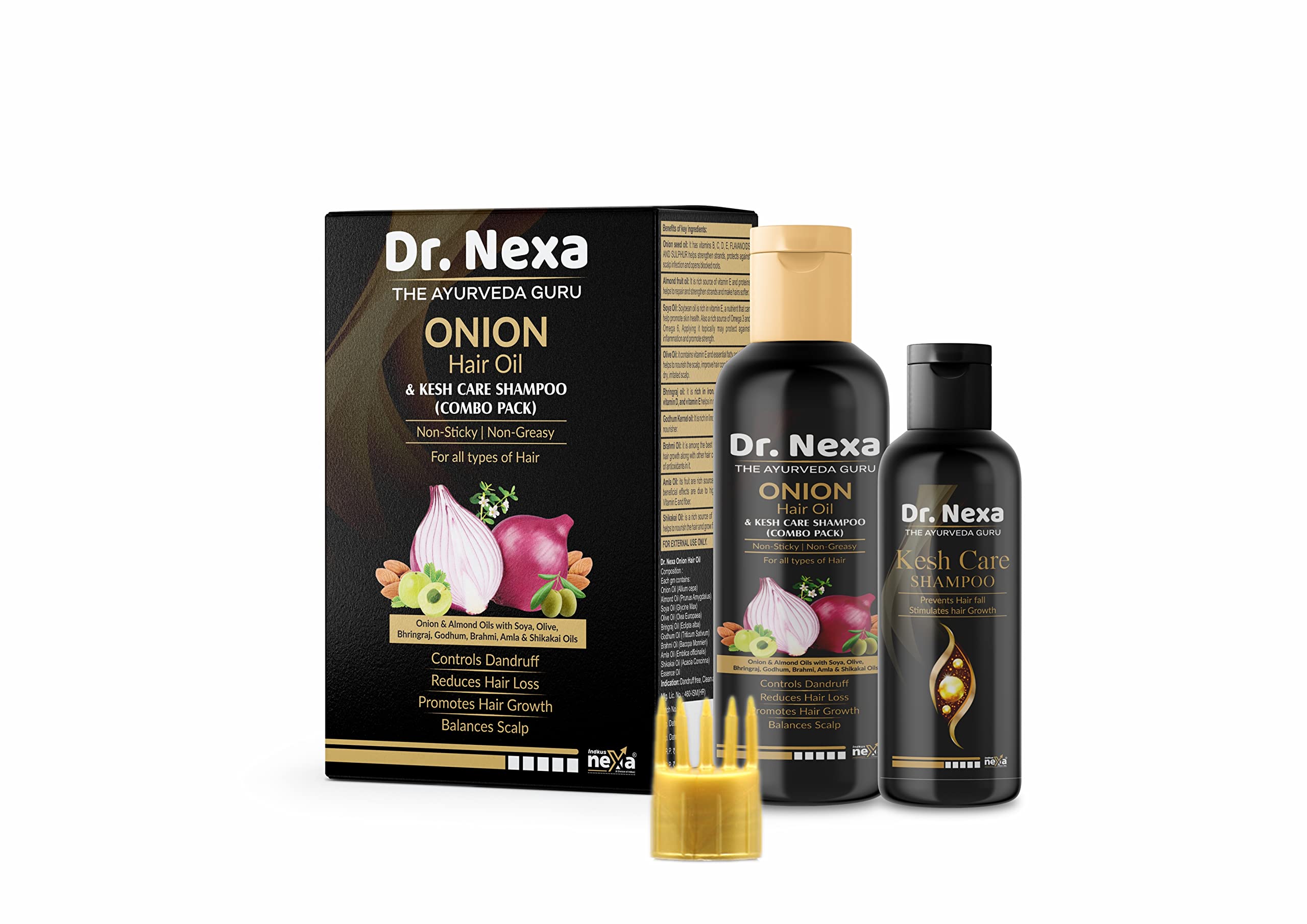 Dr. Nexa Onion Hair Growth Oil & Kesh Care Shampoo Combo - Ultimate Hair Care Kit (100ml Shampoo + 200ml Hair Oil) for Thicker, Stronger Hair - Perfect for Daily Hair Care & Scalp Treatment