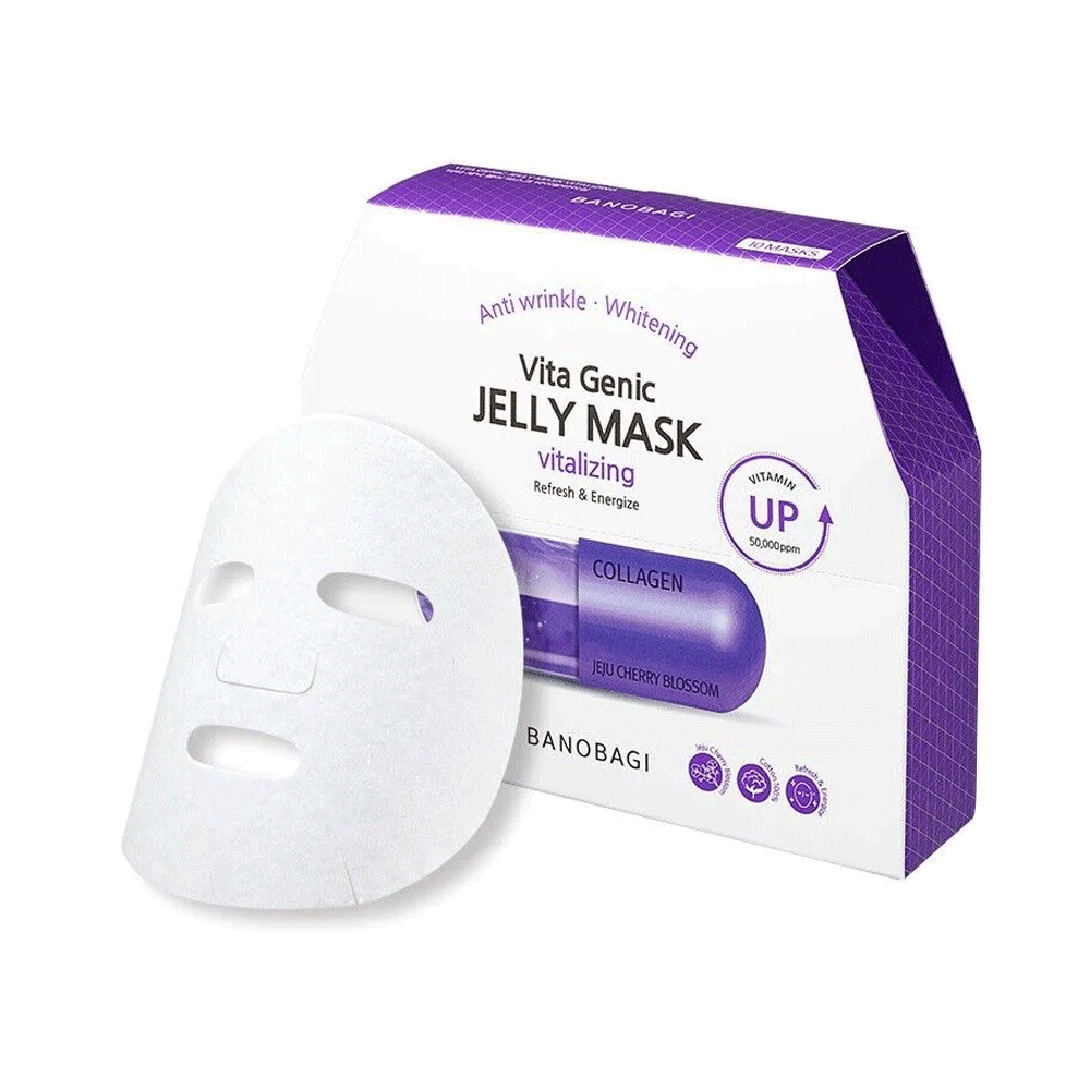 BANOBAGI Vita Genic Jelly Mask - Hydrating & Brightening Facial Sheet Mask, 30g x 10 Pack for Glowing Skin | Korean Skincare Routine, Spa Night, Daily Moisturizing Treatment
