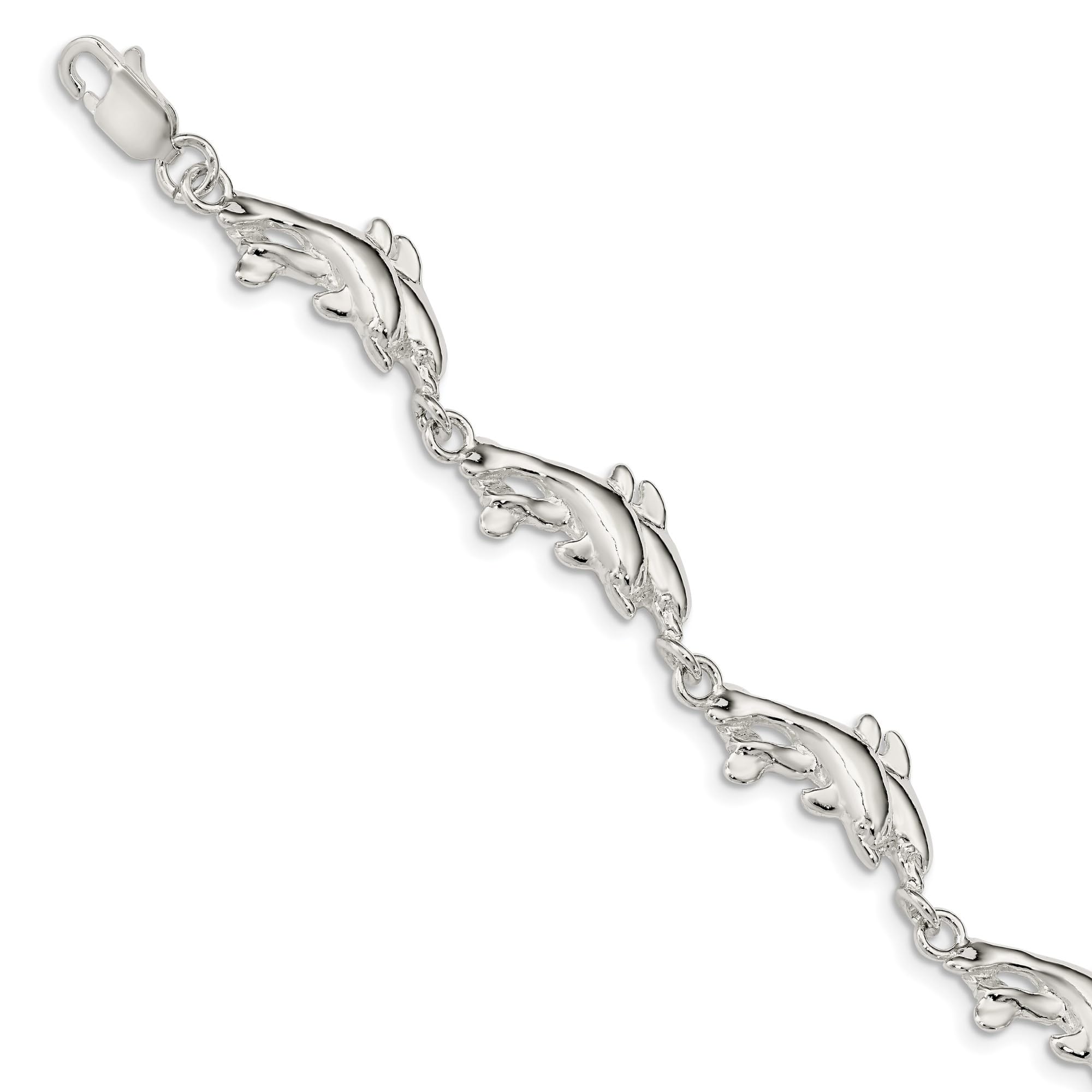 925 Sterling Silver Sea Dolphin Charm Bracelet - Nautical Ocean Fish Jewelry for Women - Perfect for Beach Vacations, Summer Outfits & Gift Giving