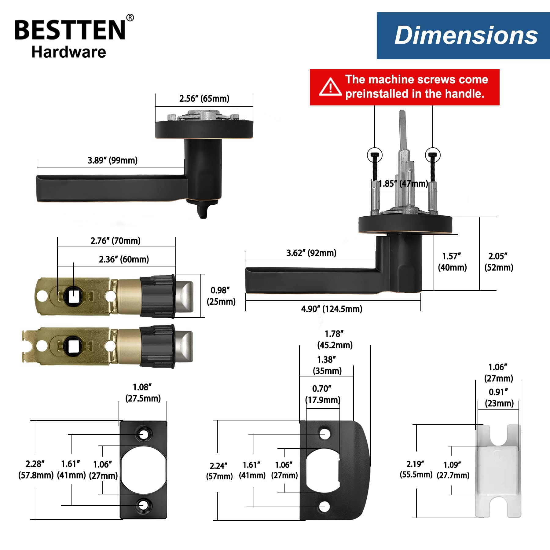 BESTTEN 5-Pack Heavy Duty Oil Rubbed Bronze Privacy Door Handles with Removable Latch Plate - Vienna Series Round Knob Design for Bathroom, Bedroom, Commercial & Residential Use | Durable Hardware for Interior Doors, Cabinets & Home Renovation Projects