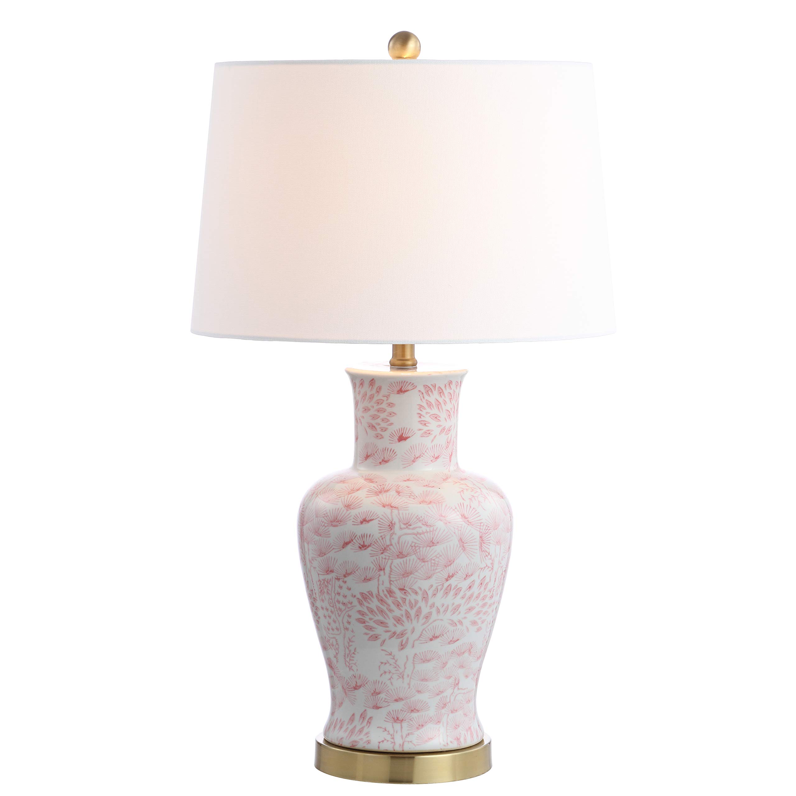 SAFAVIEH Lighting Collection Calli Pink & White Chinoiserie 28-Inch Table Lamp Set of 2 with LED Bulbs - Elegant Bedroom, Living Room, Home Office & Nightstand Lighting for Cozy Ambiance