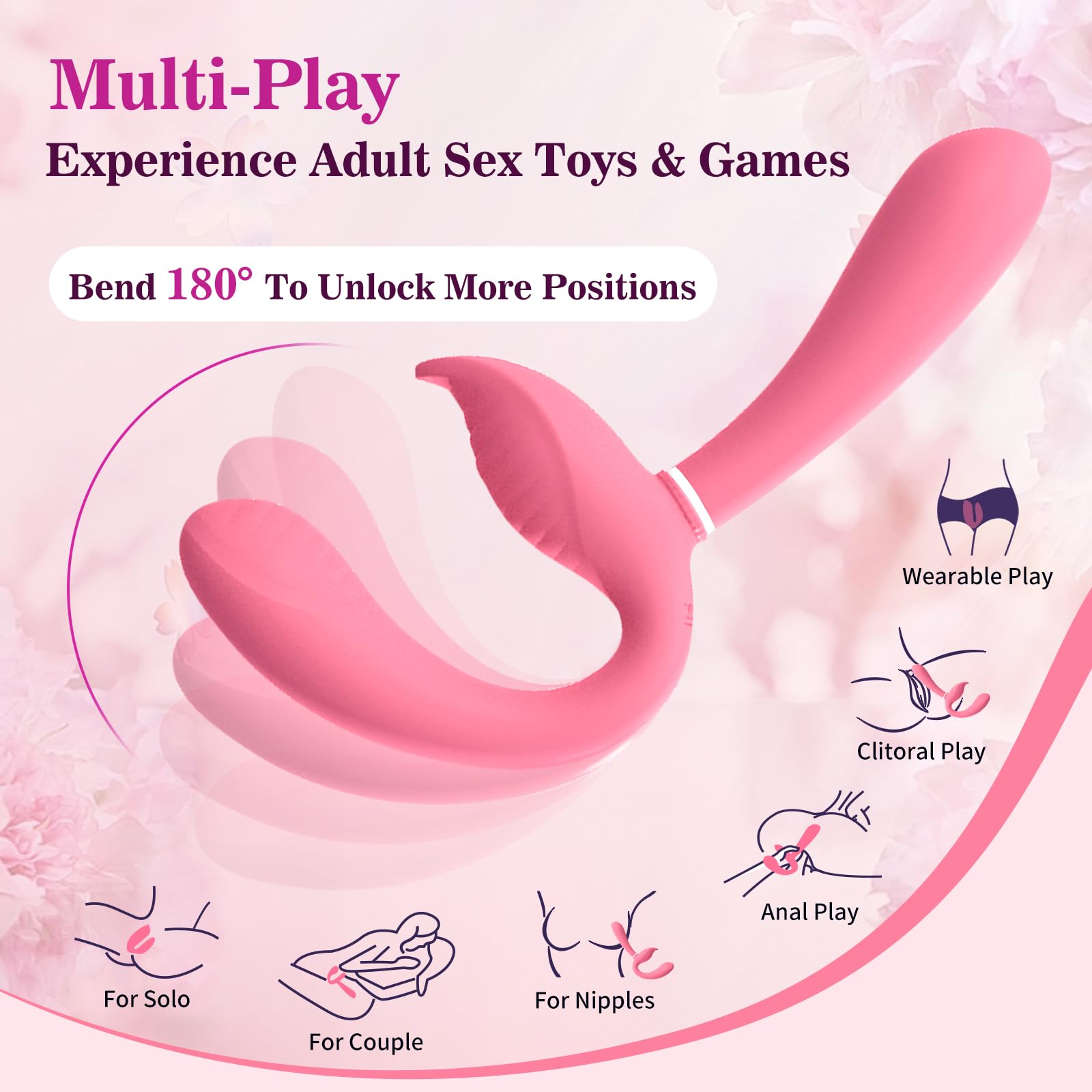 Remote Control Strapless Strap-On Double Dildo - 3 Motors 10 Vibration Modes, G-Spot Stimulator for Women & Couples - Lesbian Sex Toys, Wearable Vibrator for Couples Play & Solo Pleasure