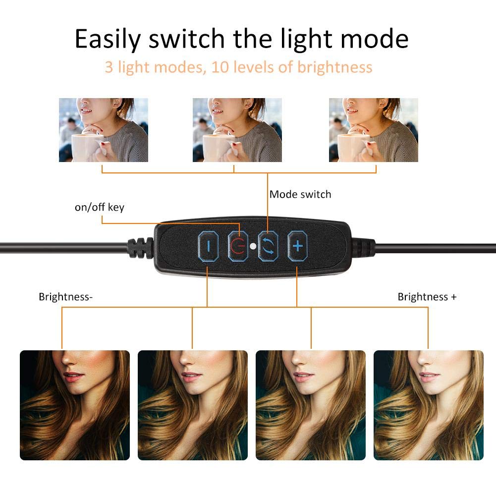 Qiilu 20cm LED Ring Light with Tripod - 3200K-5500K Dimmable USB Photography Light for Selfies, Makeup, YouTube Videos & Live Streaming | Aluminum Alloy Construction, Includes Selfie Stick