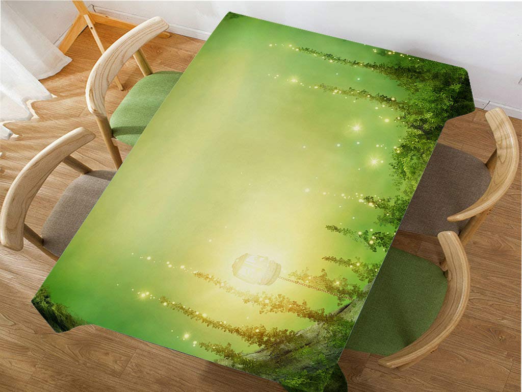 Enchanted Forest Tablecloth - 60x84 Inch Rectangle Decorative Table Cover with Fairy & Tree Design for Dining, BBQ, Picnic, Coffee Table - Waterproof & Washable for Indoor/Outdoor Use