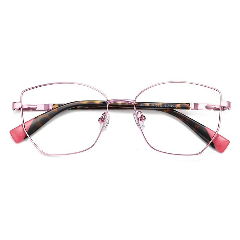 Brightzone Women's Full Rim Square Cat Eye Alloy Eyeglasses Frame 73011 - Stylish & Lightweight for Work, Reading & Fashion Accessories
