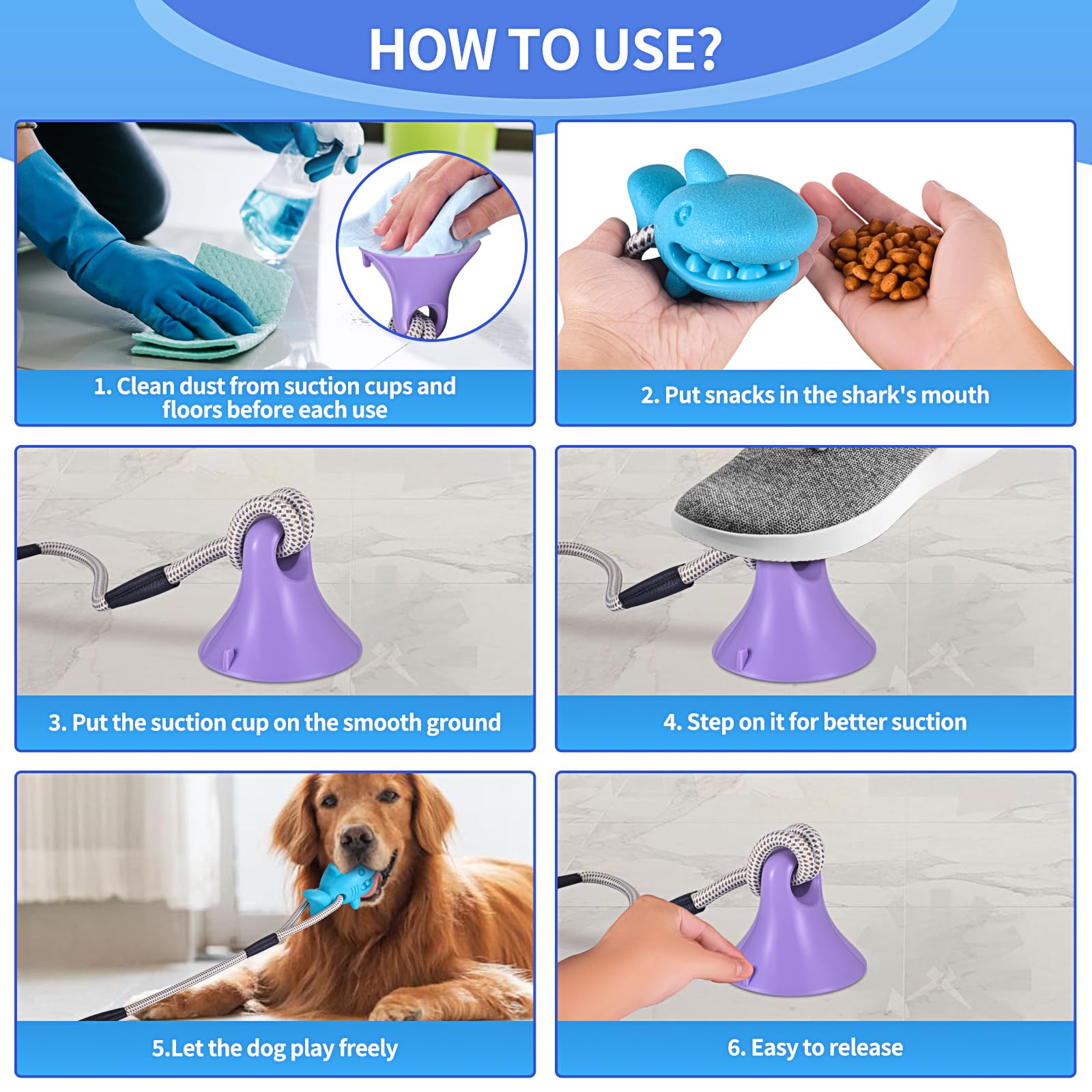 KXK Suction Cup Dog Toys for Aggressive Chewers - Interactive Tug of War Rope Toy with Teeth Cleaning & Food Dispensing - Mental Stimulation Enrichment Toy for Training - Perfect for Indoor Play, Outdoor Exercise and Puppy Training Sessions