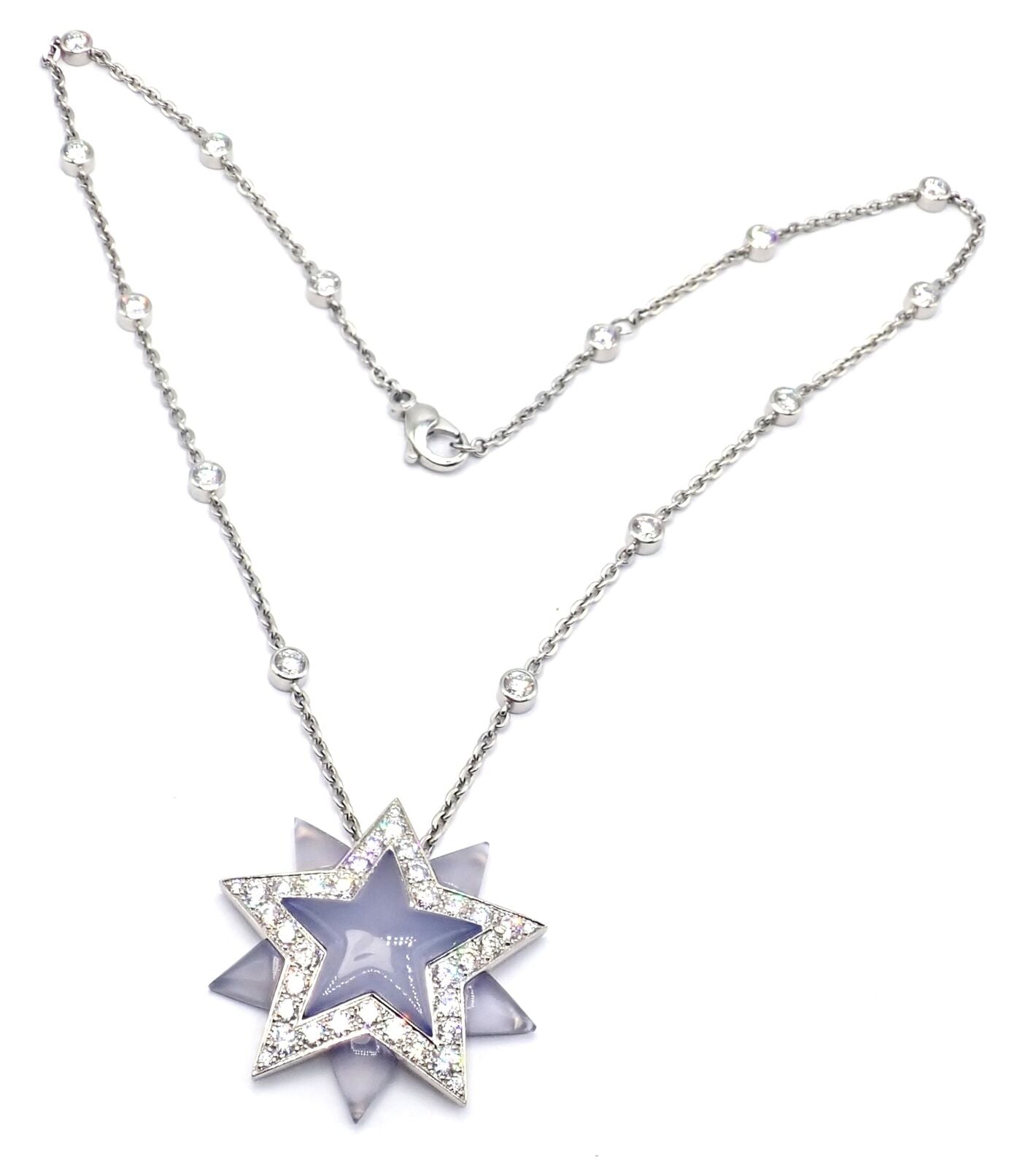 Authentic Tiffany & Co Platinum Diamond Blue Chalcedony Star Pendant Necklace - Perfect for Anniversary Gifts, Valentine's Day & Special Occasions