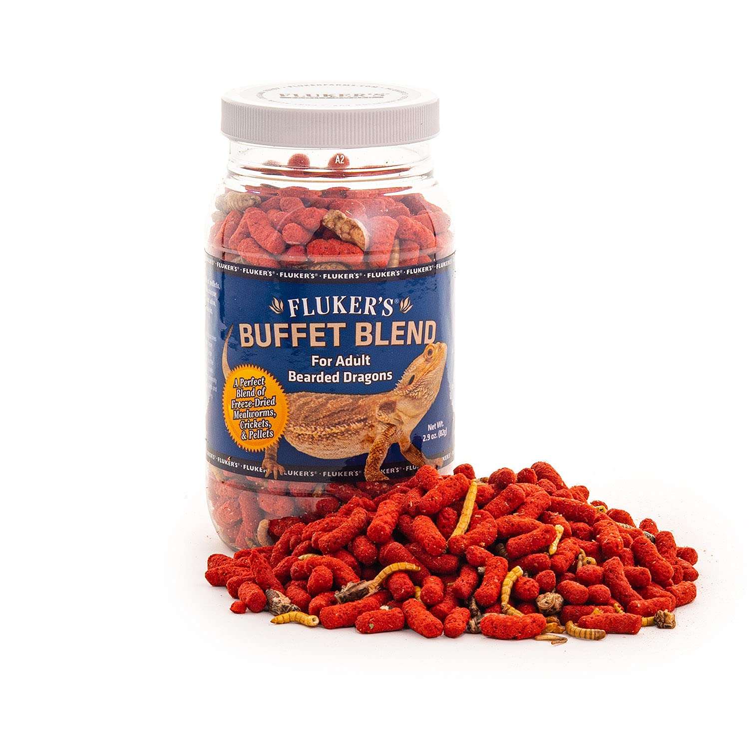 Fluker's Buffet Blend Adult Bearded Dragon Food - Premium Dry Formula for Reptiles, 2.9-Ounce Bag - Ideal for Daily Feeding & Nutrition Supplement for Pet Lizards