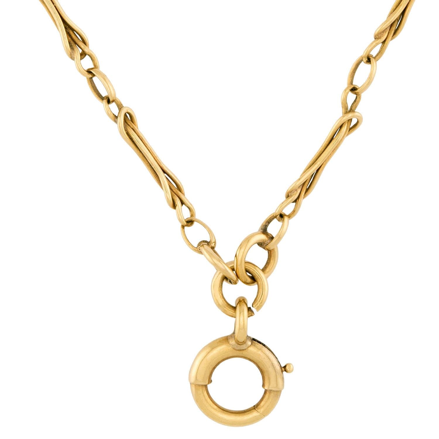 18K Gold Art Nouveau Style Chain Necklace - 60cm Elegant Vintage Jewelry for Women, Perfect for Weddings, Parties & Special Occasions
