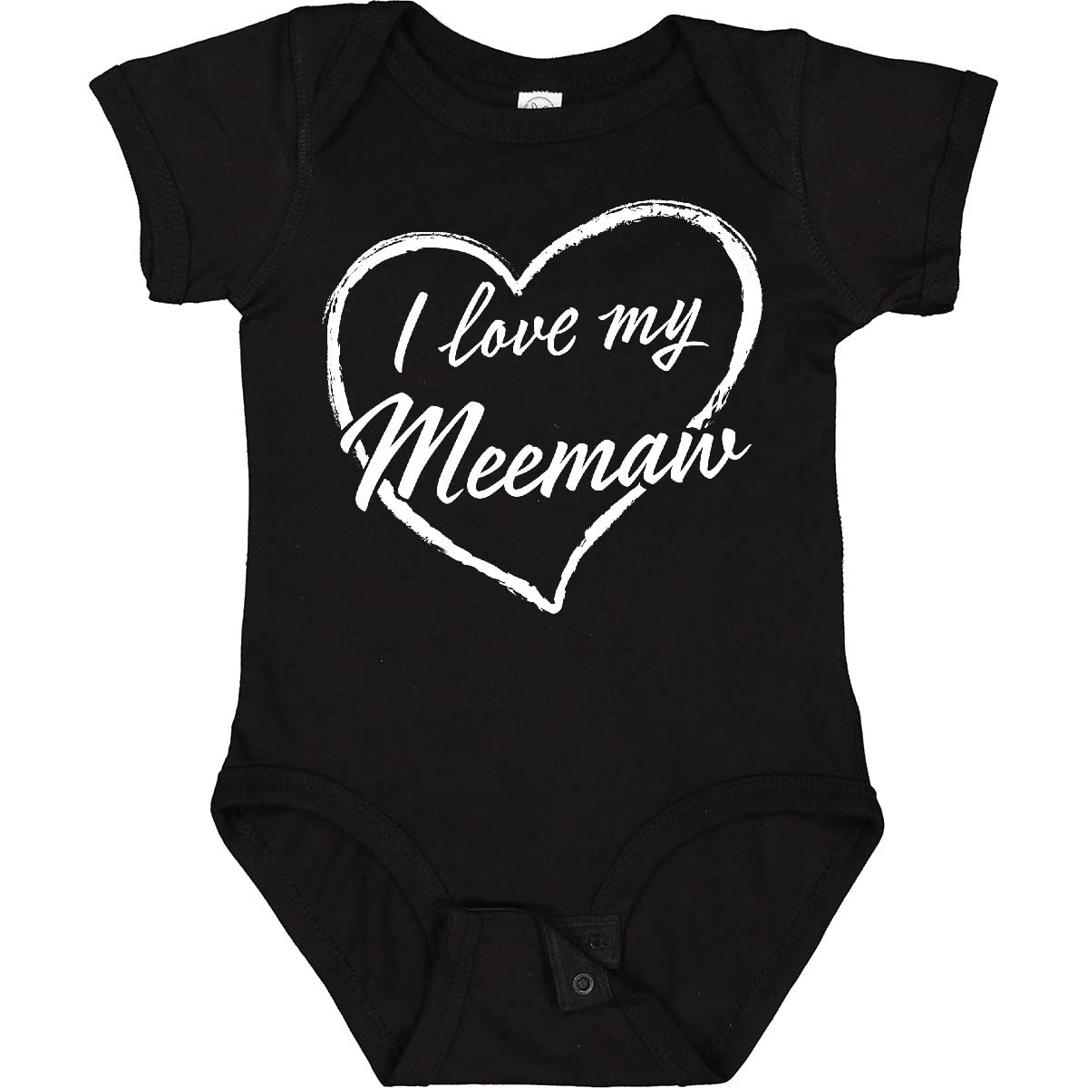 Inktastic I Love My Meemaw White Chalk Heart Baby Bodysuit - Cute Infant Onesie for Grandparents Day, Family Reunions & Photo Shoots