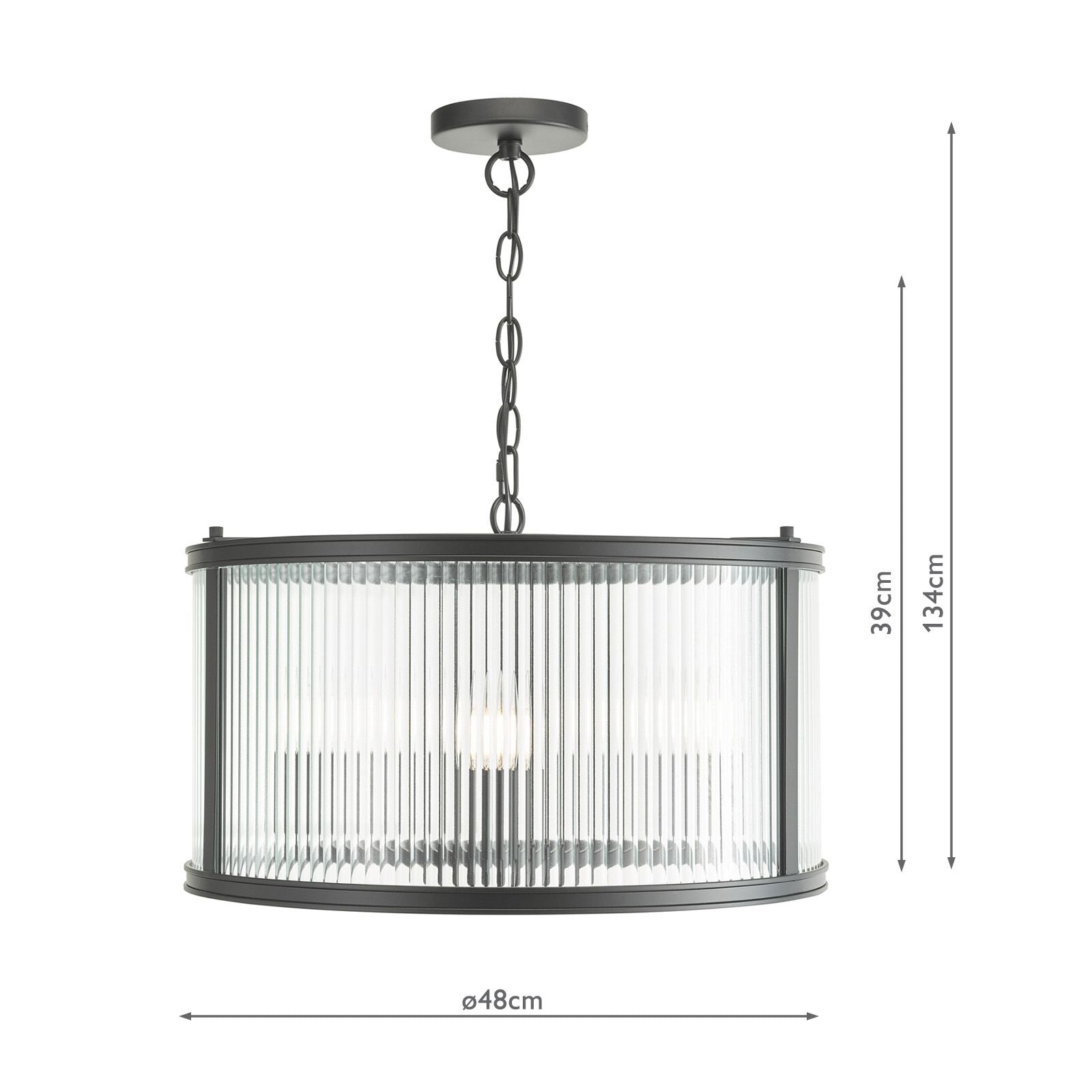 Bianka 3-Light Pendant Lighting Fixture in Bronze & Matte Black with Ribbed Glass Shades, E14 Base - Perfect for Kitchen Island, Dining Room, or Entryway Lighting