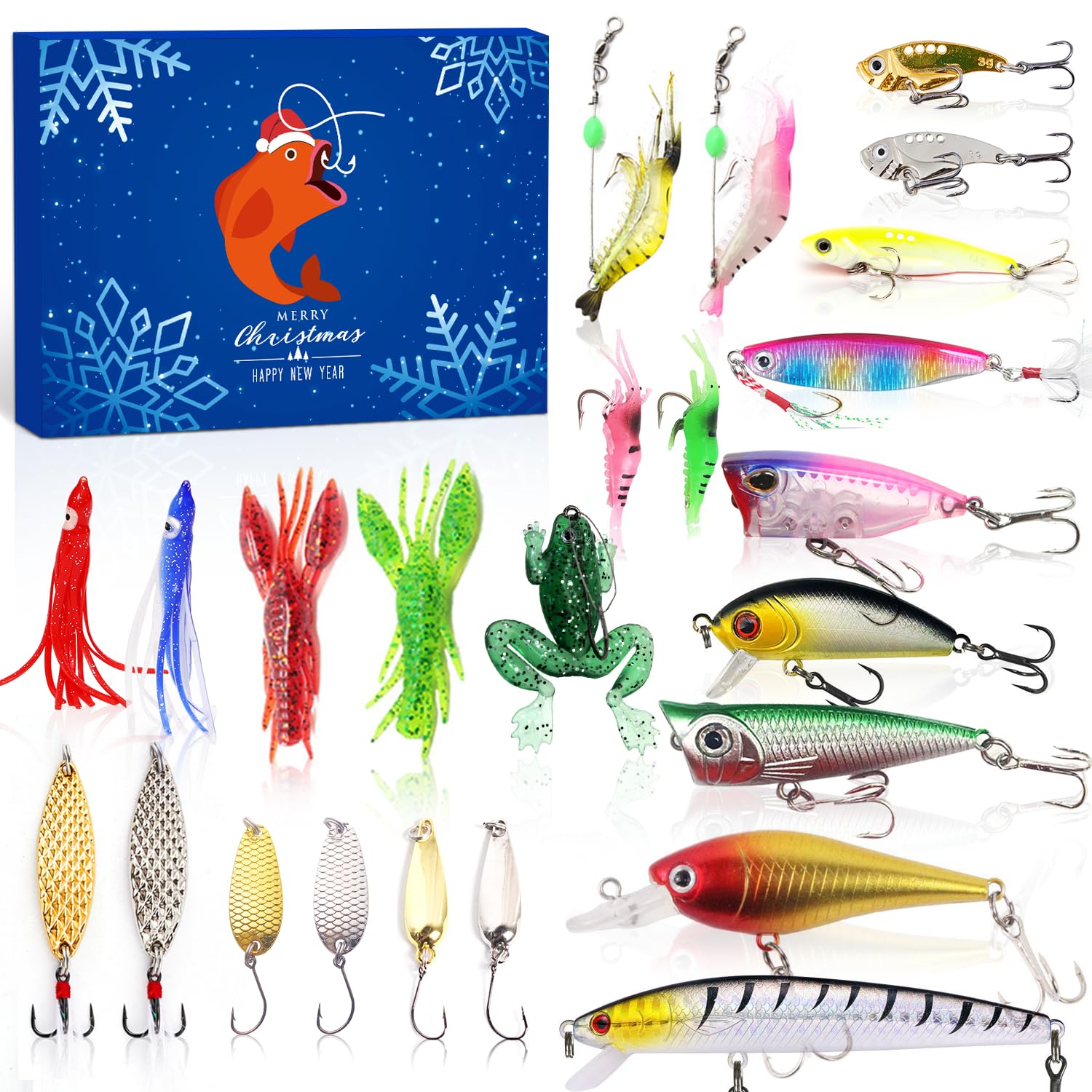 2023 Kederwa Fishing Advent Calendar for Men & Teens - 24-Day Countdown with Spoons, Minnows, Poppers, Crankbaits & VIB Lures | Perfect Christmas Gift for Dad, Grandpa, Brother & Boyfriend | Great for Holiday Countdowns, Fishing Enthusiasts & Outdoor Adventures