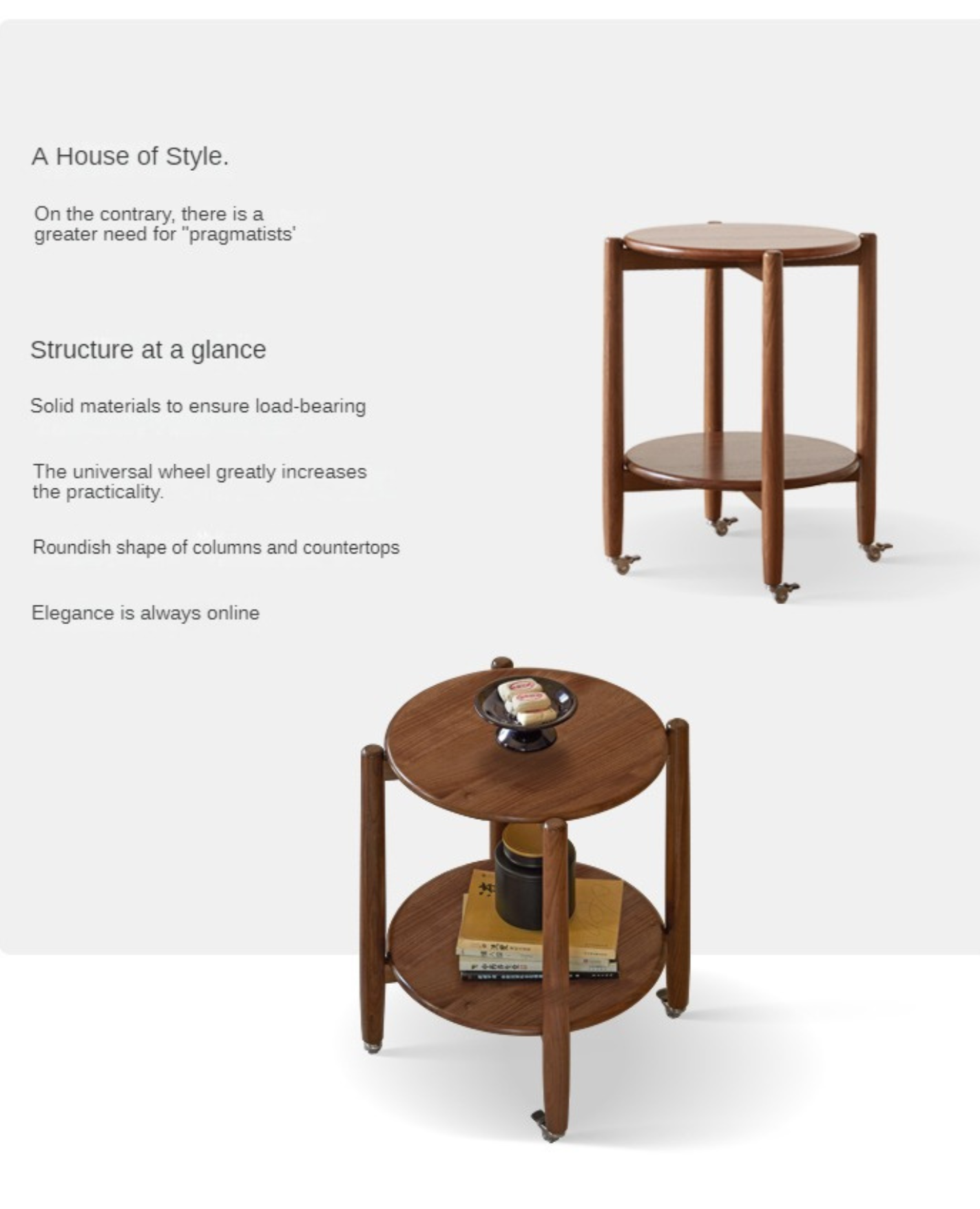 Black Walnut Solid Wood Round Side Table - Natural Wood End Table for Living Room, Bedroom, or Office - Perfect for Coffee, Books, and Decor