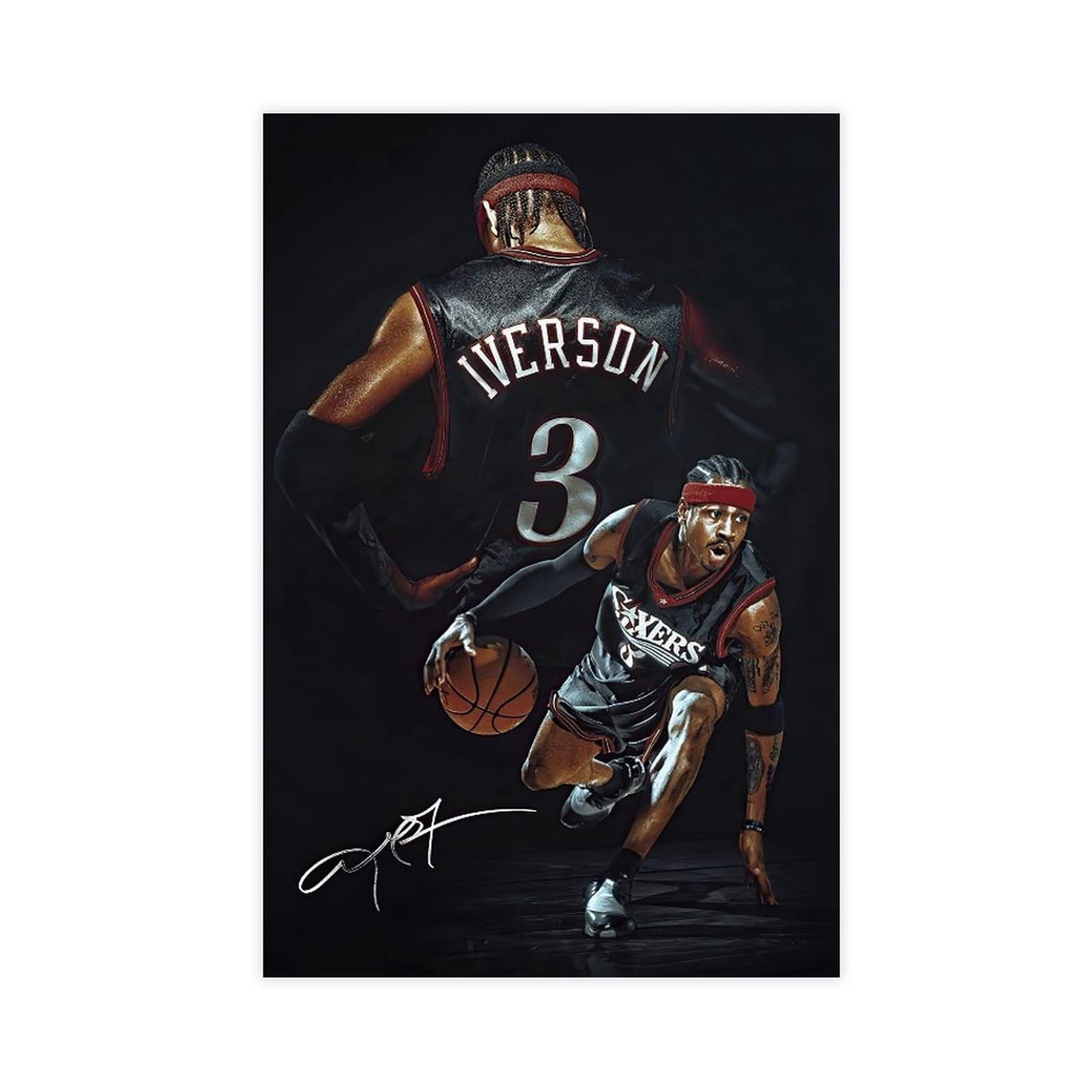 Allen Iverson Basketball Poster - Premium Canvas Wall Art Print for Bedroom, Office & Dorm Room Decor - Perfect Gift for NBA Fans & Sports Enthusiasts