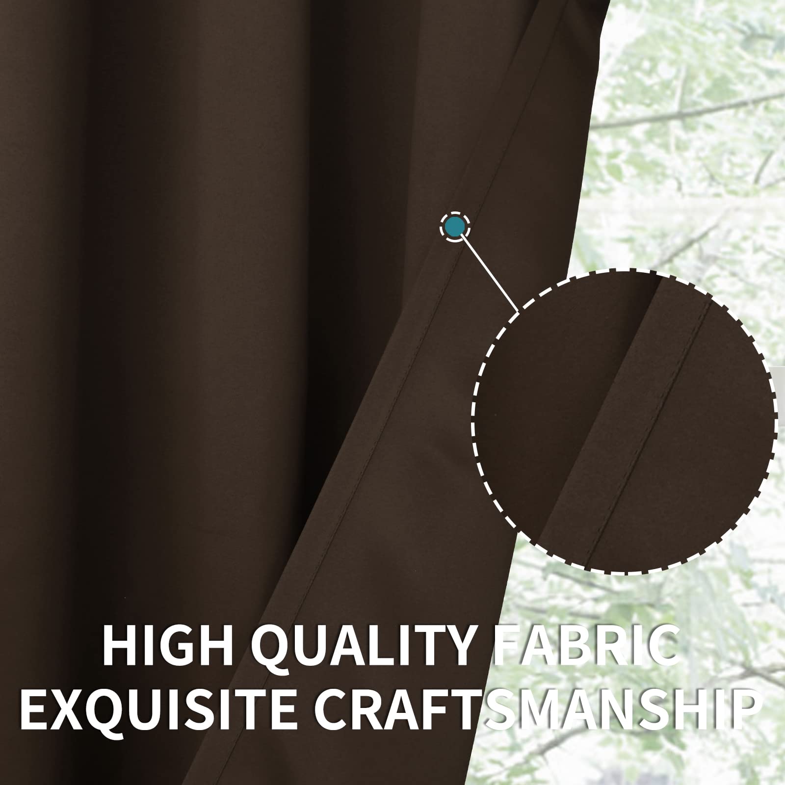 BGment Blackout Curtains for Sliding Glass Doors - 120 Inch Extra Long Room Darkening Curtains for Living Room, Bedroom & Office - Thermal Insulated Privacy Drapes for Doorways & Windows - Brown (1 Panel, 100