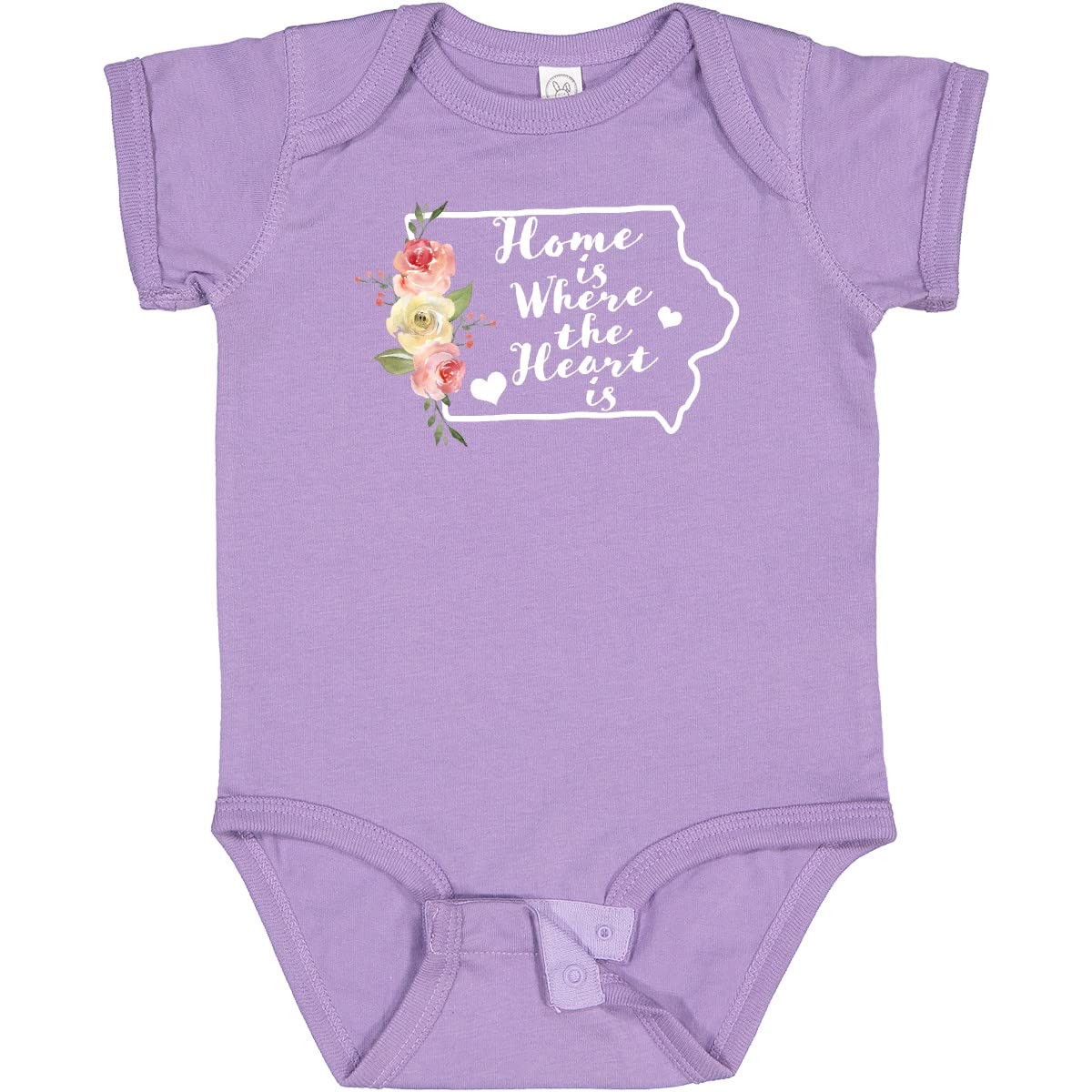 Inktastic Iowa Home is Where The Heart is Baby Bodysuit - Watercolor Floral Design for Newborns & Infants | Perfect for Family Photos, Holidays & Everyday Wear