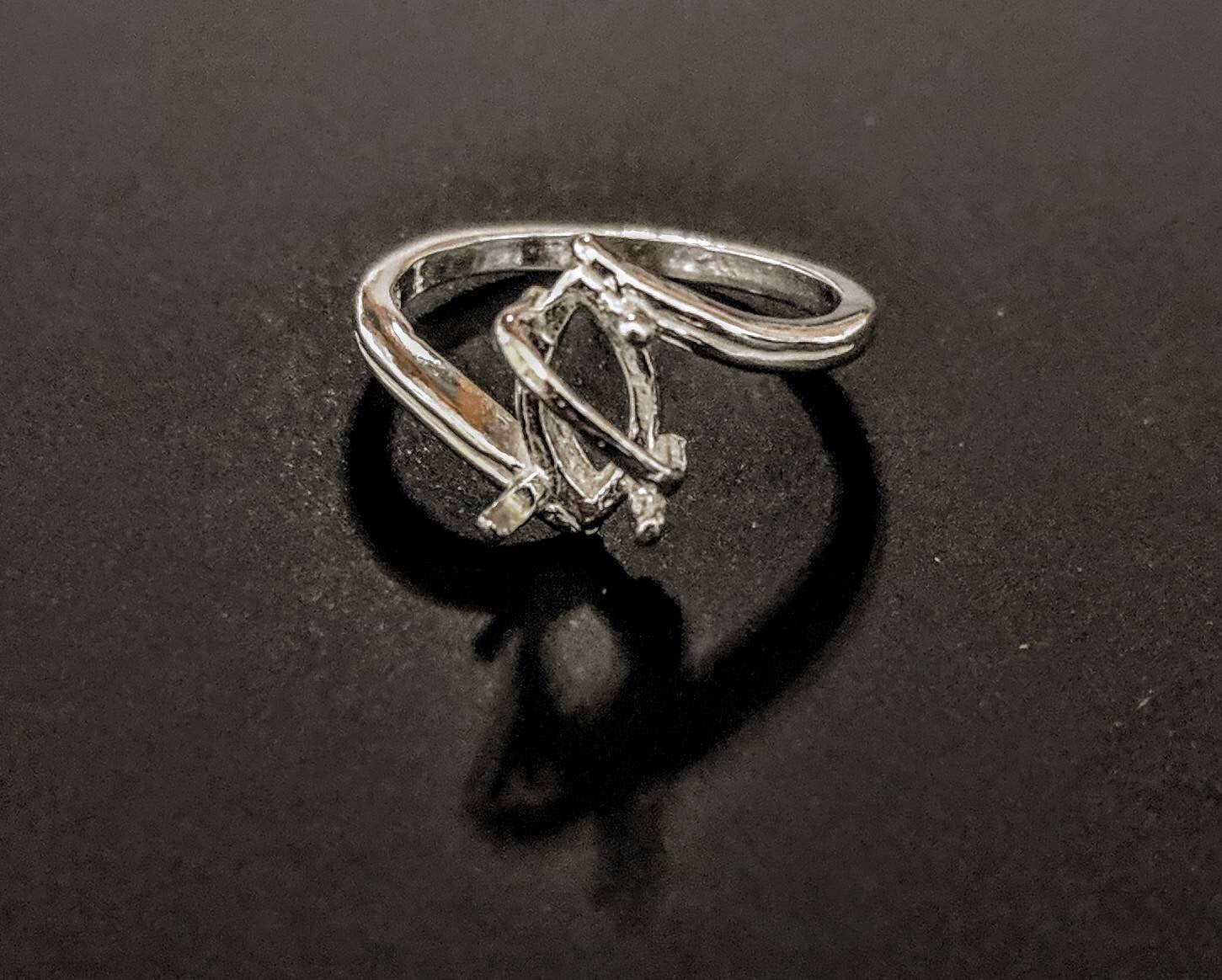 Solid Sterling Silver or 14kt Gold 12x6mm Marquise Cut Pre-Notched Blank Ring Shank Setting - Size 7 (163-500) - Perfect for Jewelry Making, Engagement Rings & DIY Craft Projects