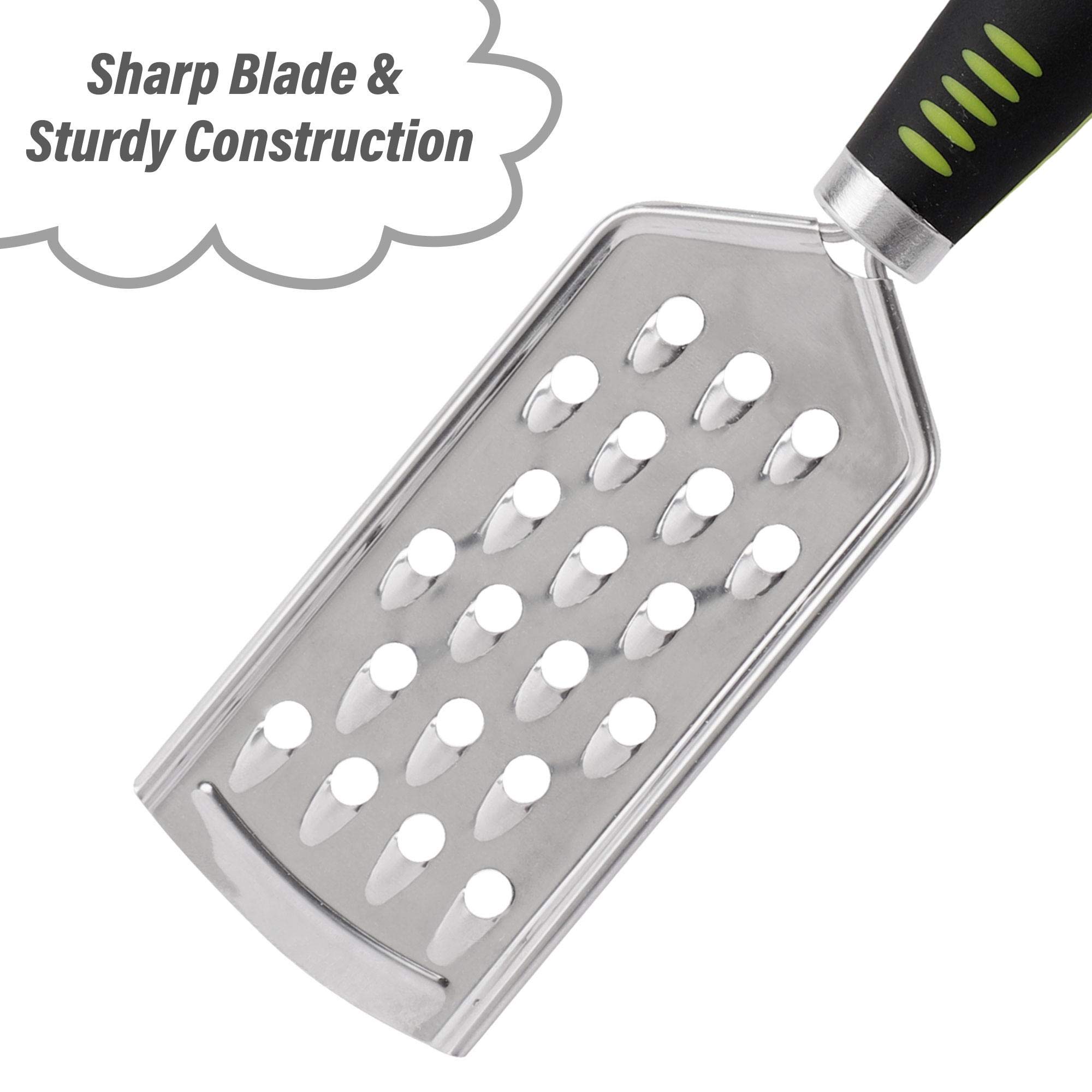 Premium Stainless Steel Cheese Grater with Ergonomic Handle - Handheld Kitchen Tool for Parmesan, Vegetables & Potatoes - Perfect for Cooking, Baking & Meal Prep