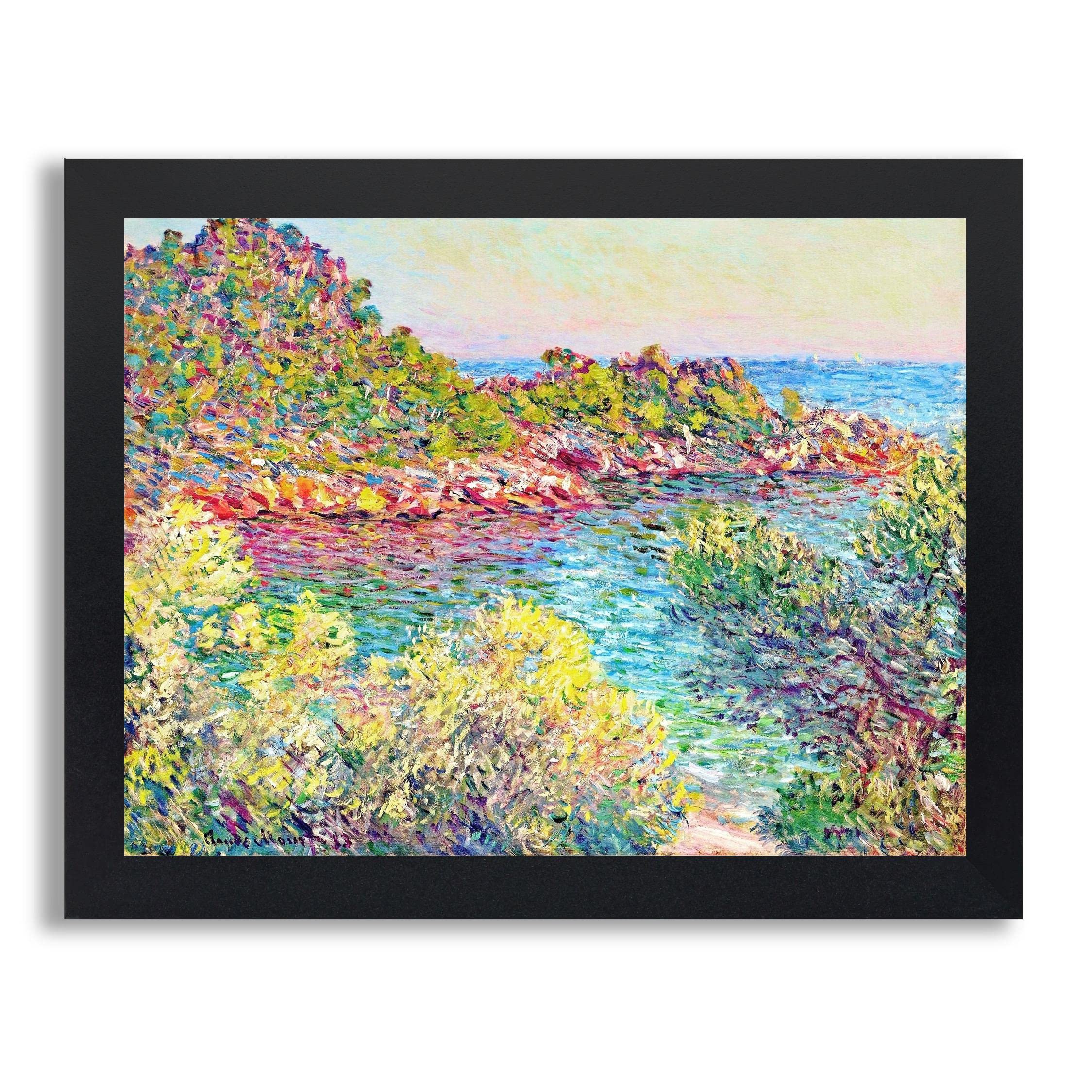 Claude Monet Landscape Near Montecarlo Framed Art Print - Premium Canvas Painting Reproduction in Wood Frame - Wall Decor for Living Room, Bedroom & Office - Perfect Housewarming Gift for Art Lovers