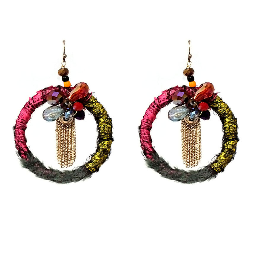Bohemian Fabric & Tassel Earrings for Women - Handmade Beaded Dangle Earrings | Perfect for Festivals, Parties & Boho Fashion