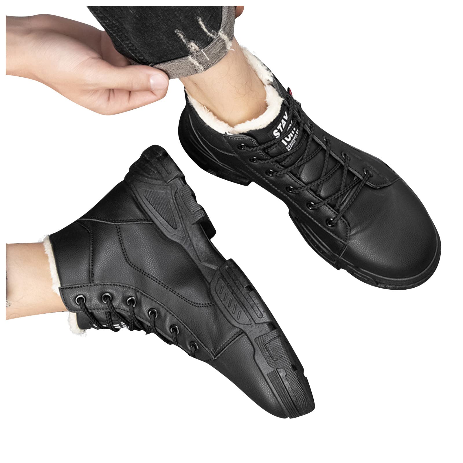 Men's Winter Snow Boots - Waterproof Hiking Shoes with Fur Lining, Anti-Slip Rubber Sole, High-Top Ankle Boots for Outdoor Activities & Casual Wear - Perfect for Snowy Days, Hiking, and Cold Weather Adventures