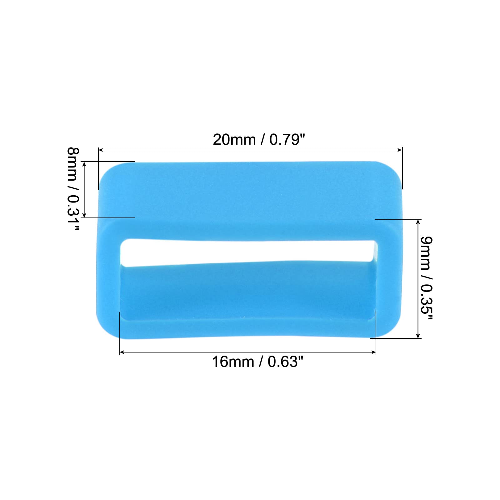 uxcell 16mm Light Blue Silicone Watch Band Strap Loops - 4 Pcs Rubber Replacement Fastener Rings Holder Keeper for Sports, Casual & Dress Watches