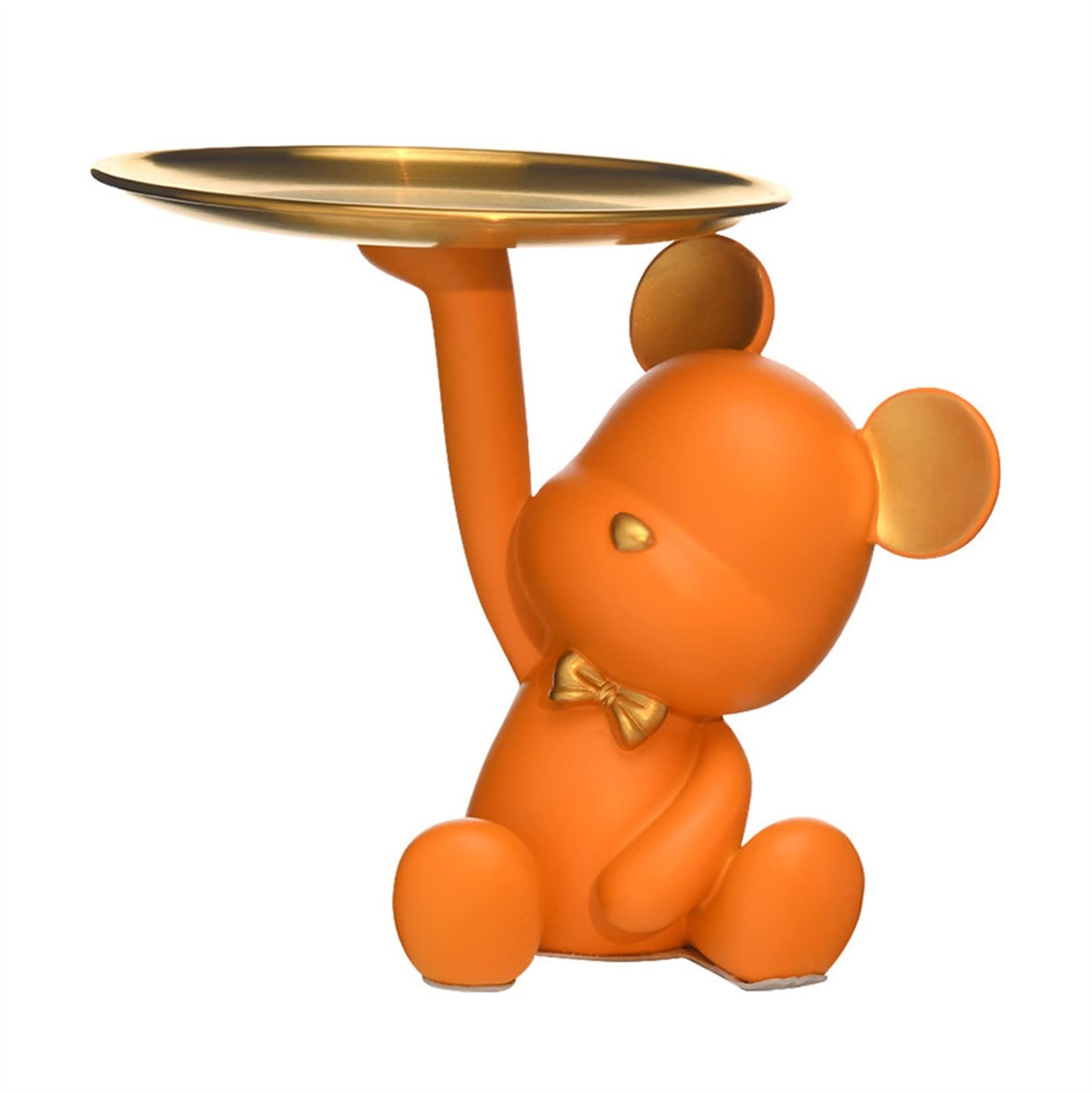 ELKeyko Cute Bear Resin Storage Tray - Kawaii Home Decor for Living Room, Porch & Desk - Perfect for Organizing Small Ornaments & Wedding Gifts (Orange) | Ideal for Home Organization, Party Decor & Gift Giving