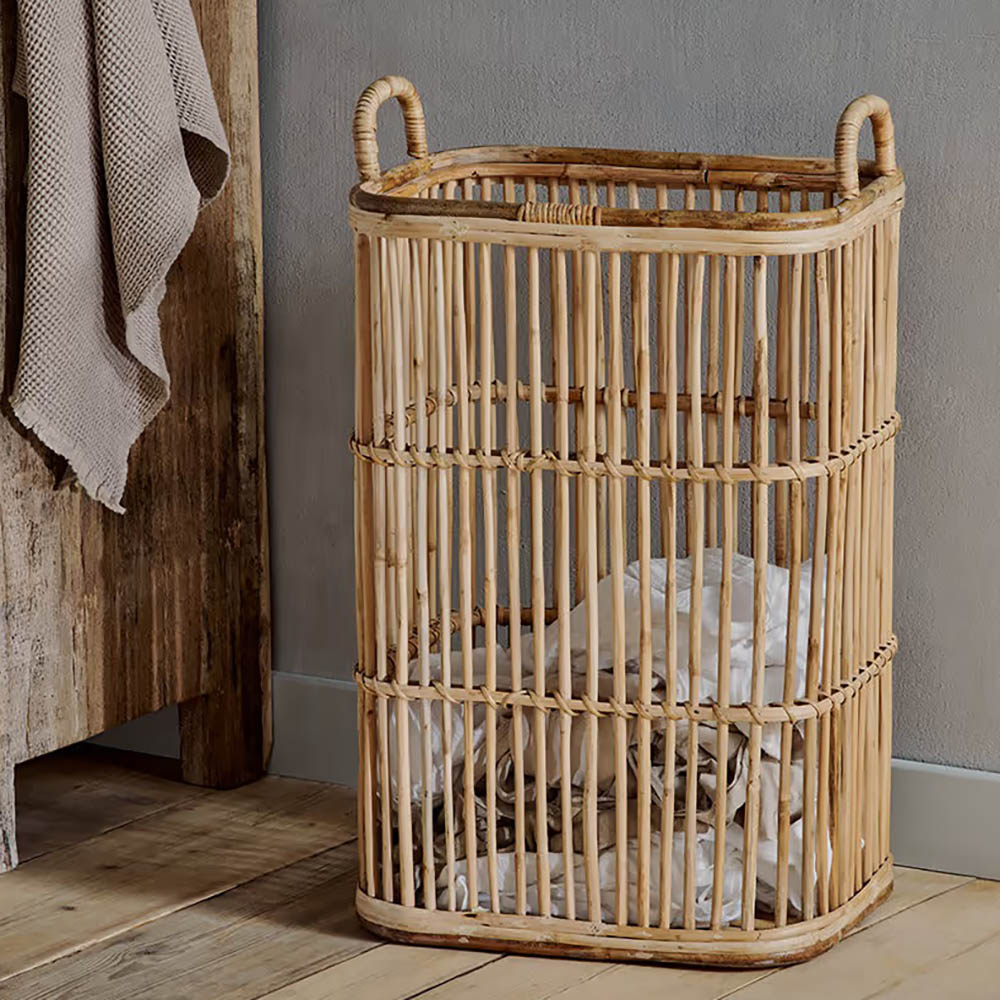 Large Rattan Laundry Basket with Handles - Stylish & Durable Storage for Clothes, Towels & Bedding - Perfect for Bedroom, Bathroom & Laundry Room Organization