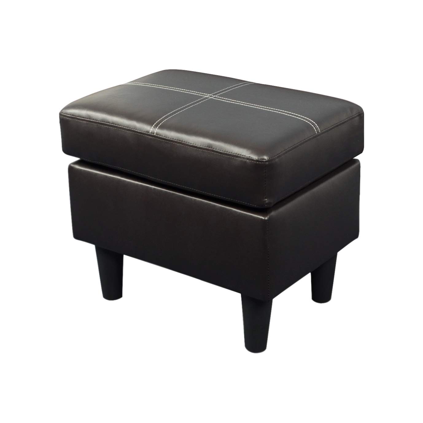Modern Black Reversible Faux Leather Sectional Sofa with Storage Ottoman - Contemporary Living Room Furniture for Small Spaces, Apartments & Home Theater Seating