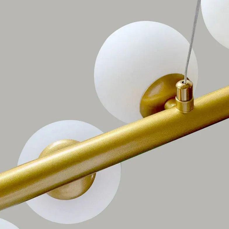 Modern Round Glass Ball Linear Pendant Light - Sleek Minimalist Hanging Fixture for Kitchen Island, Dining Room, or Bedroom Lighting