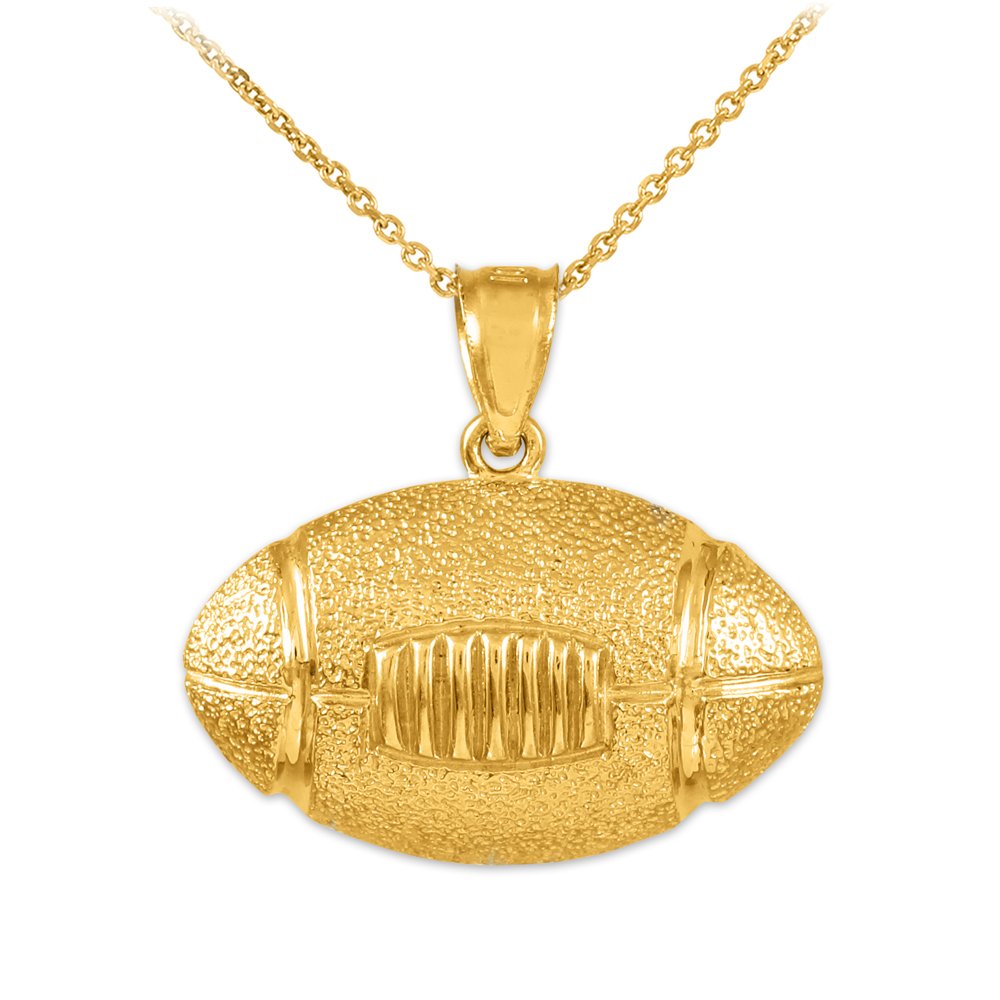 14K Gold Football Charm Pendant Necklace for Men & Women - Sports Jewelry Gift for Football Fans, Players & Coaches - Perfect for Game Day, Birthday & Anniversary