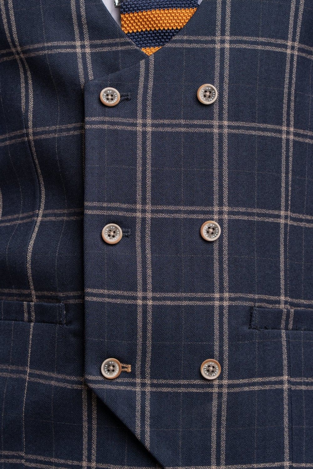 Cavani Hardy Navy Check Waistcoat for Men - Stylish Formal Vest with Classic Check Pattern - Perfect for Weddings, Business Meetings & Office Wear