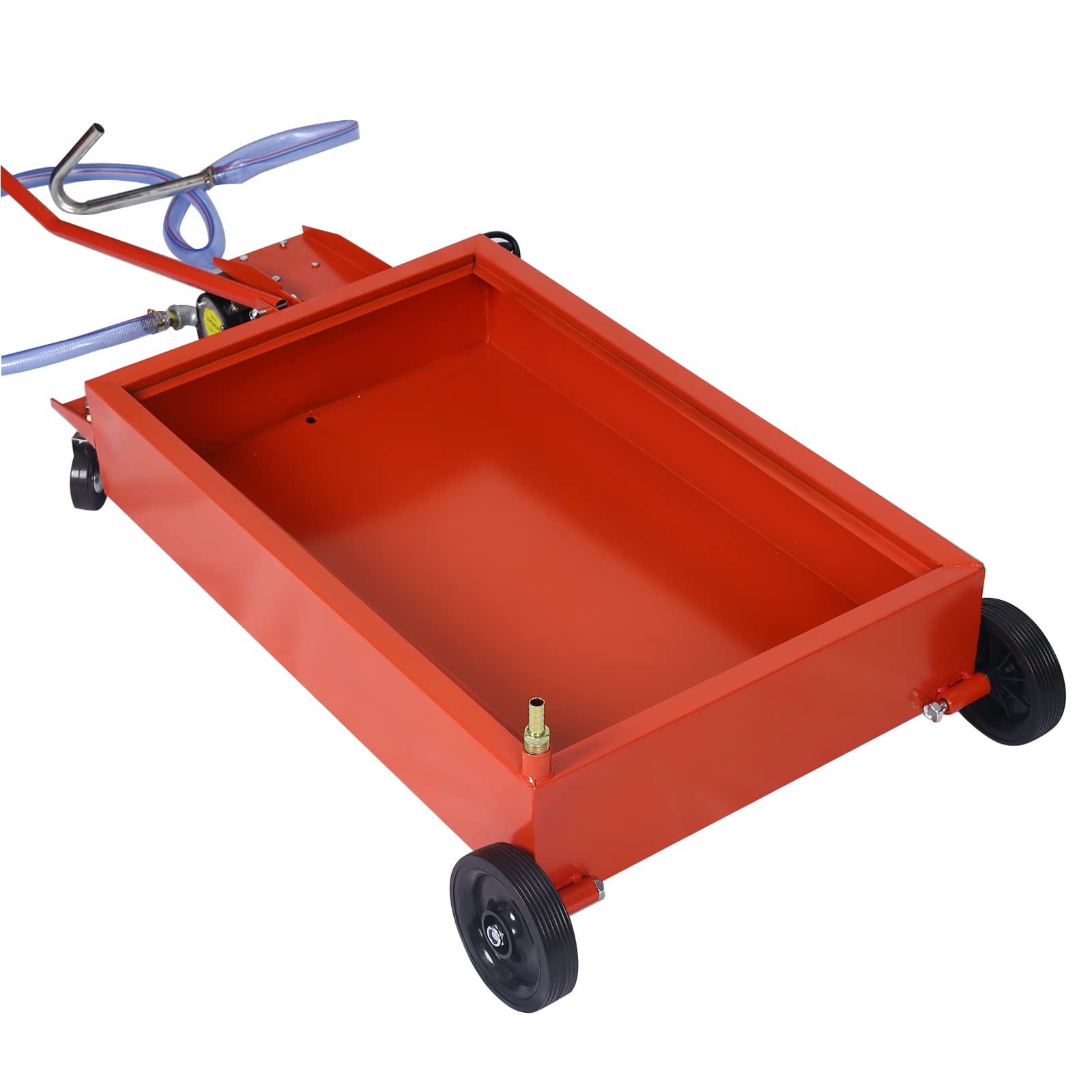 17 Gallon Oil Drain Pan with Electric Pump - Portable Low Profile Oil Change Tank for Cars, SUVs & Trucks - Large Capacity Oil Drain Pan with Hose & Swivel Caster Wheels - Perfect for DIY Auto Maintenance & Professional Garage Use (Red)